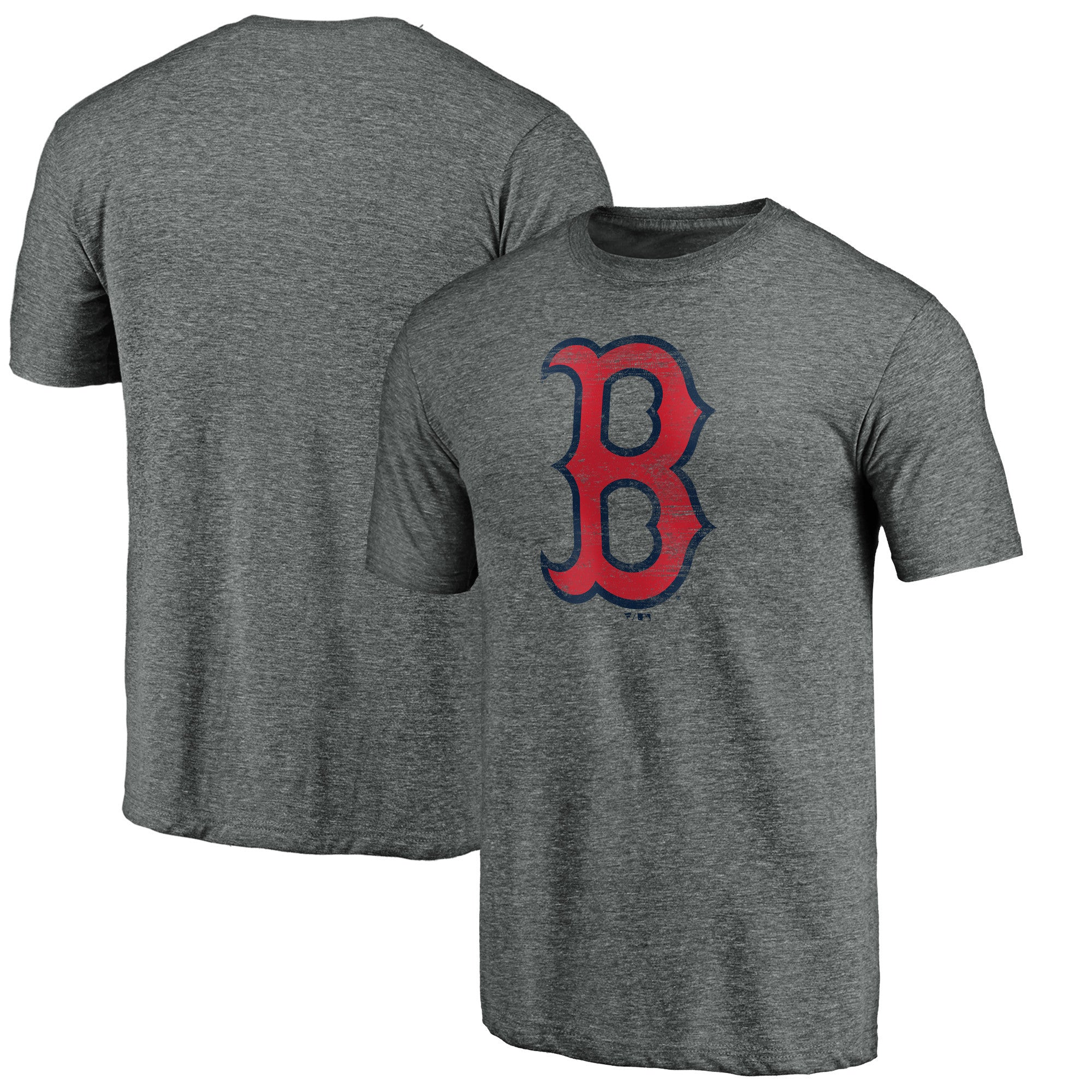 Men's Heather Gray Boston Red Sox Official Logo Tri-Blend T-Shirt