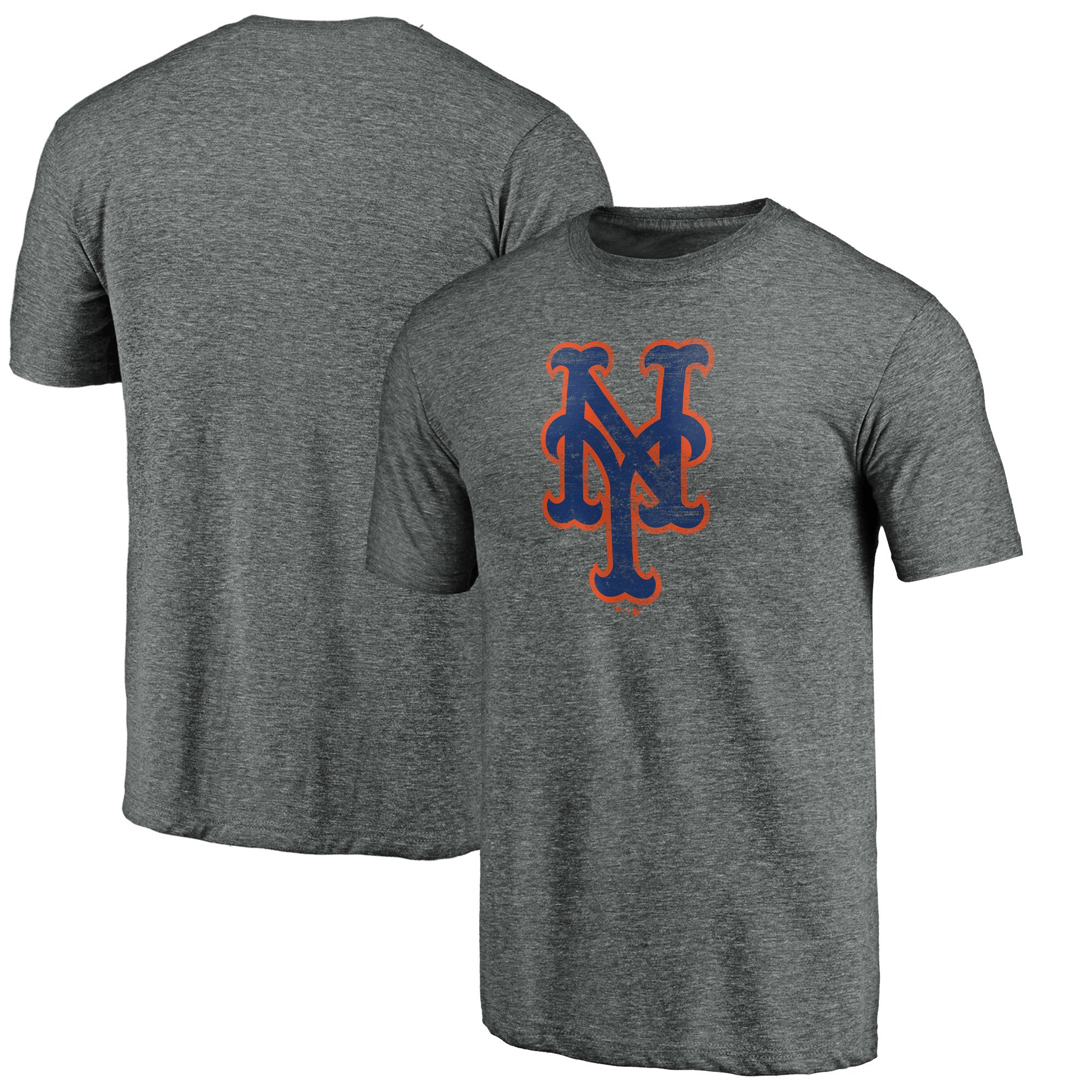 Men's Heather Gray New York Mets Official Logo Tri-Blend T-Shirt