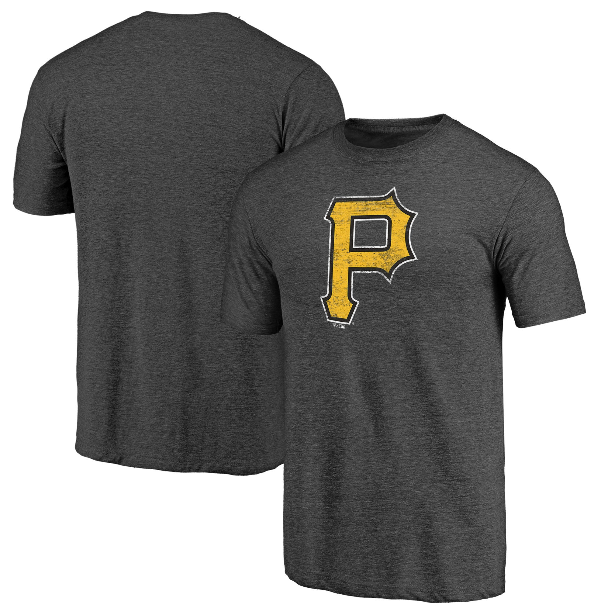 Men's Heather Charcoal Pittsburgh Pirates Official Logo Tri-Blend T-Shirt