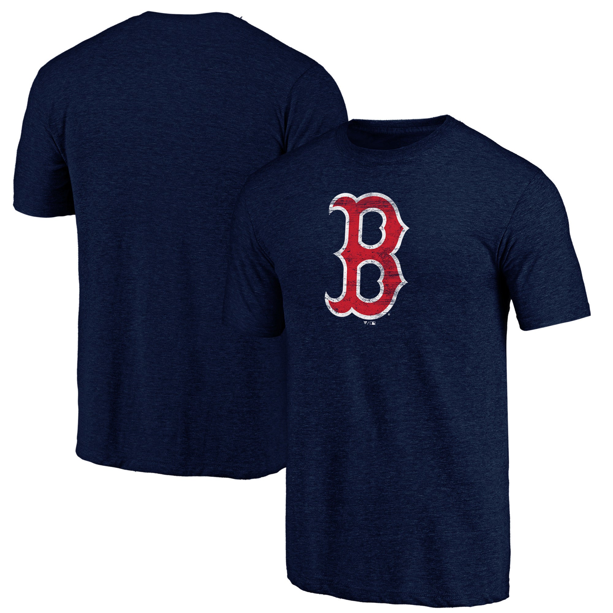 Men's Heather Navy Boston Red Sox Official Logo Tri-Blend T-Shirt