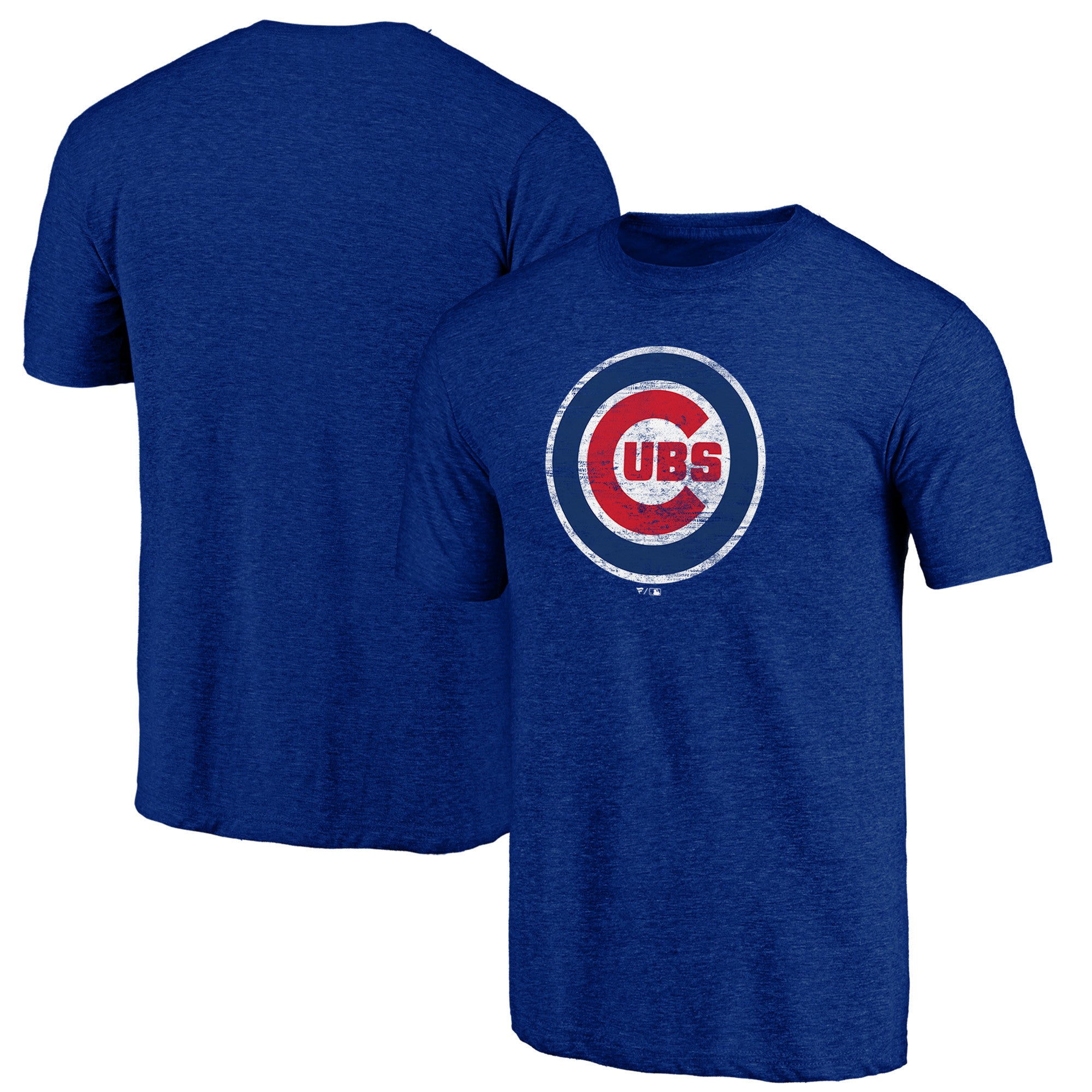 Men's Heather Royal Chicago Cubs Official Logo Tri-Blend T-Shirt