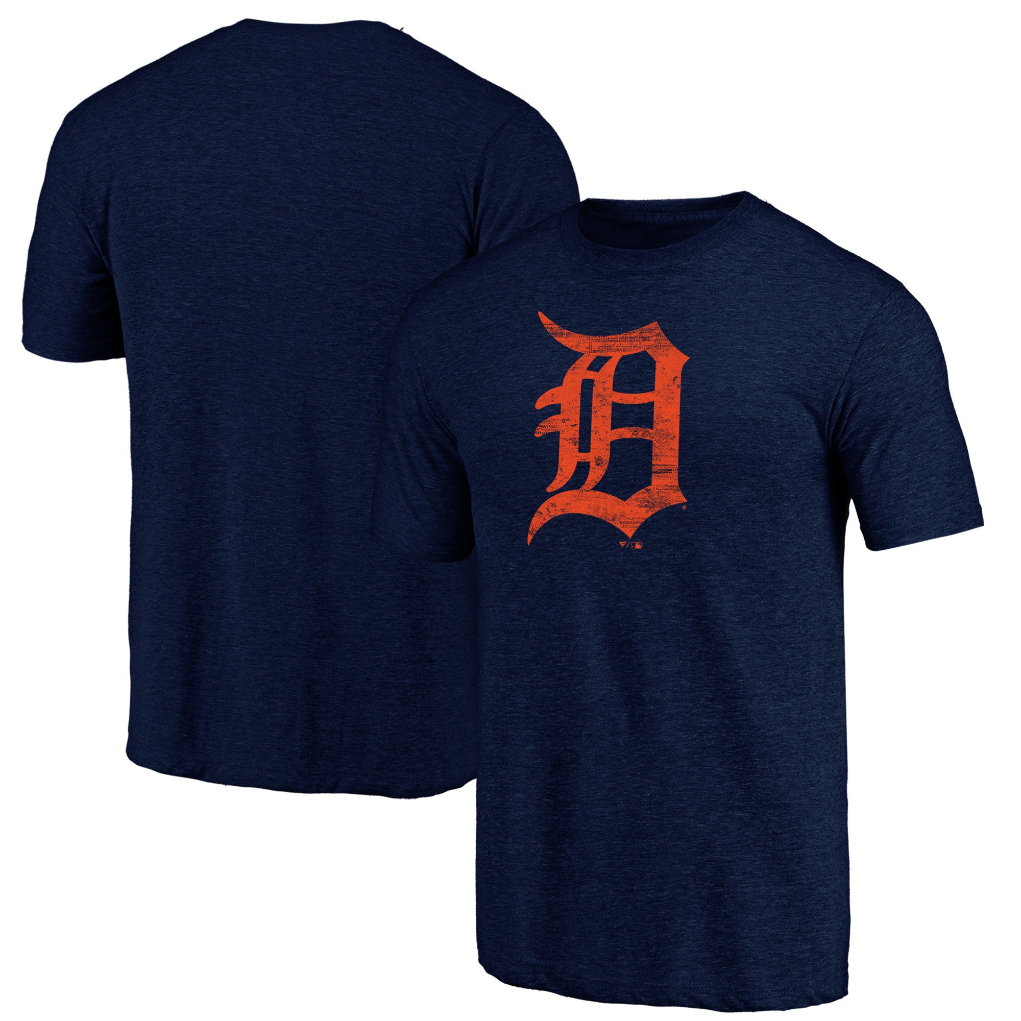 Men's Heather Navy Detroit Tigers Official Logo Tri-Blend T-Shirt