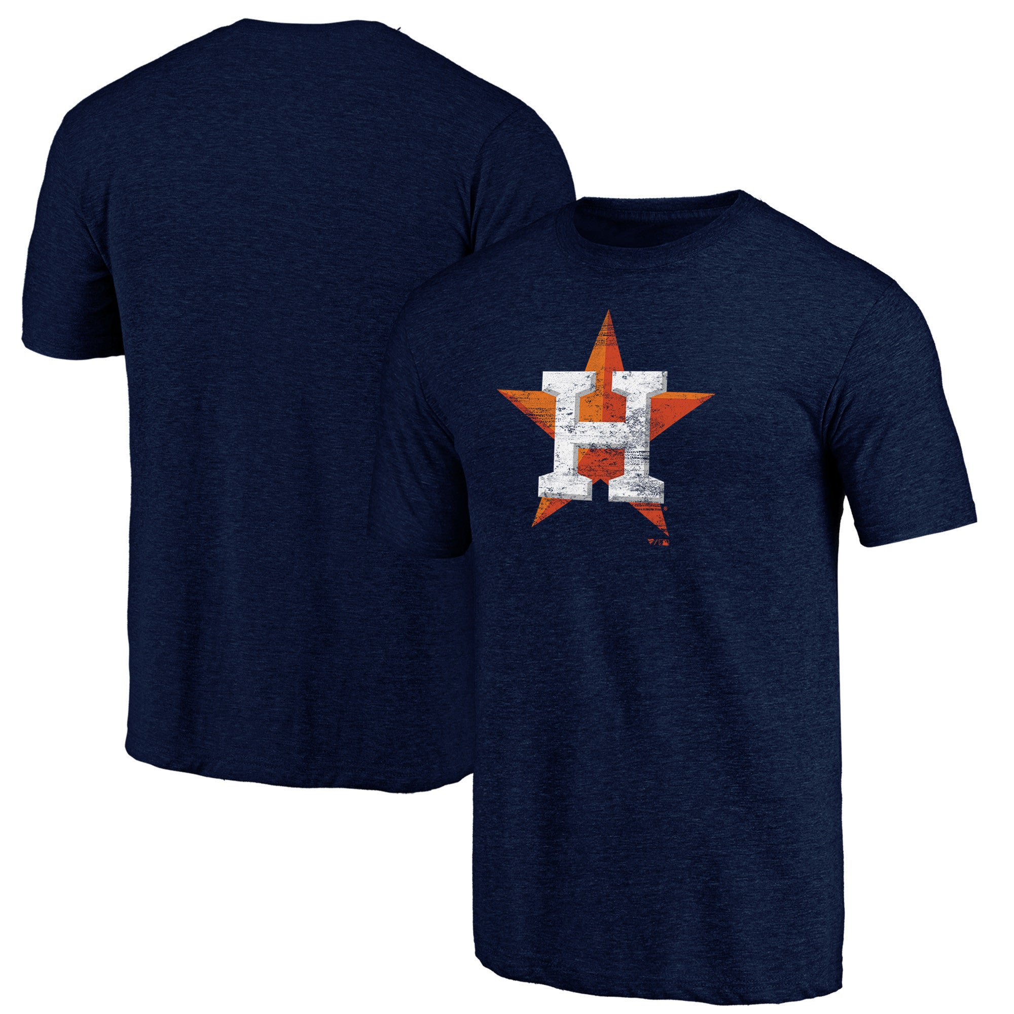 Men's Heather Navy Houston Astros Official Logo Tri-Blend T-Shirt
