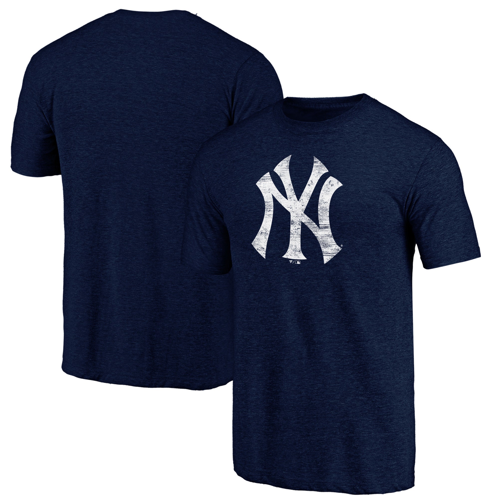 Men's Heather Navy New York Yankees Official Logo Tri-Blend T-Shirt