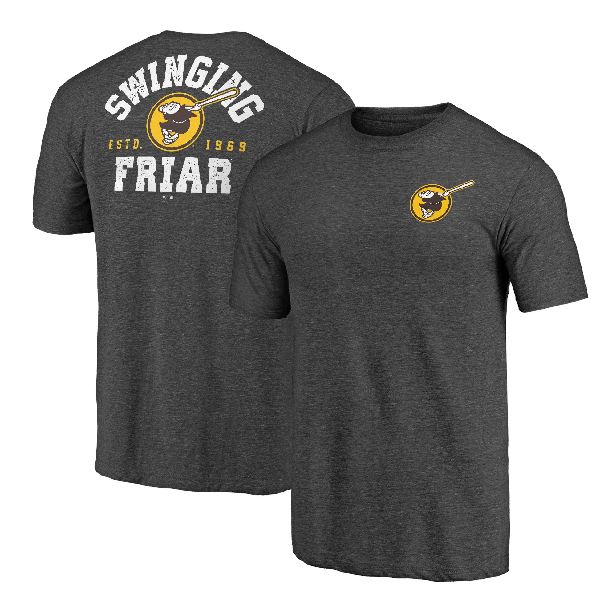 Men's Heather Charcoal San Diego Padres Hometown Collection Swing Away Tri-Blend T-Shirt