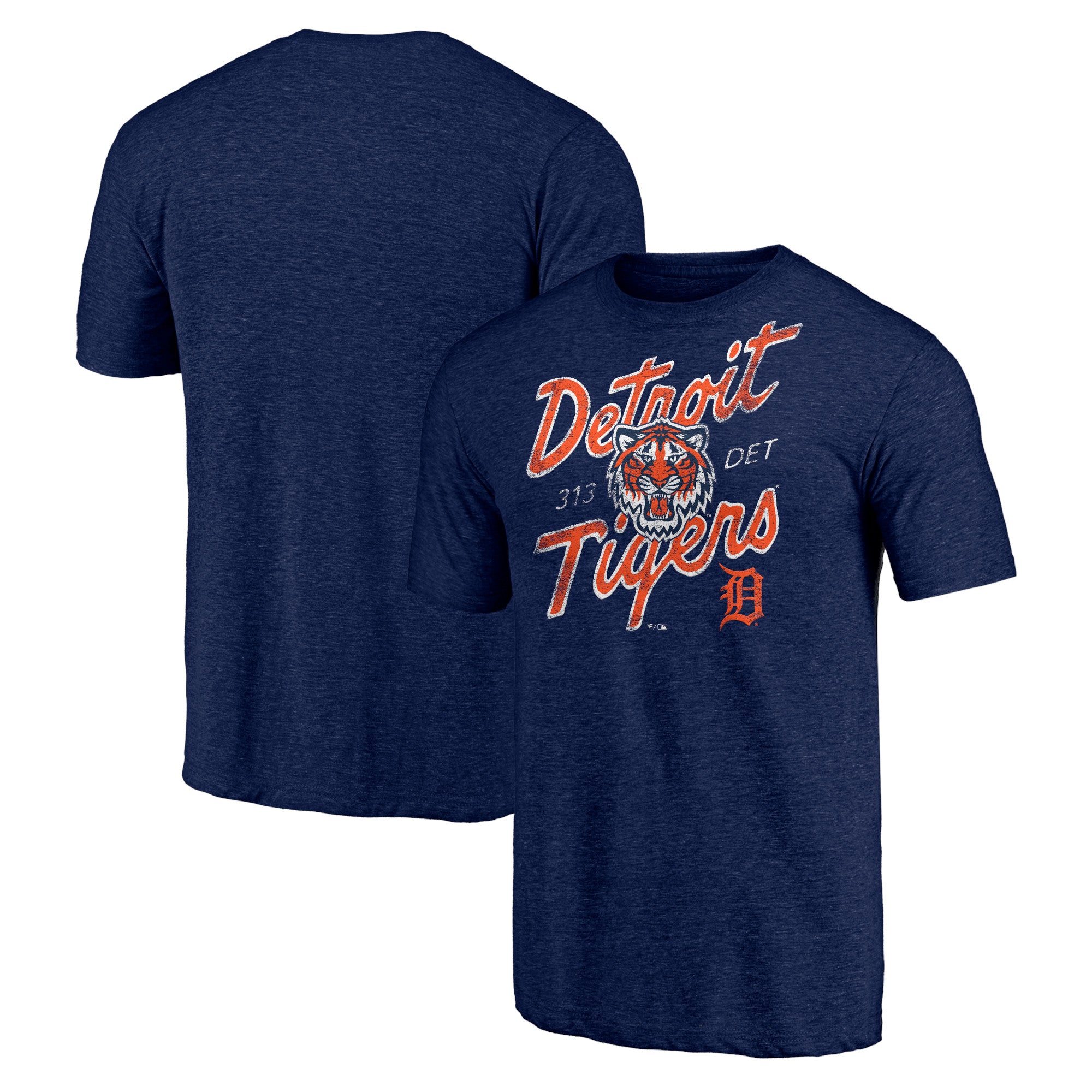 Men's Heather Navy Detroit Tigers Hometown Collection Roar Tri-Blend T-Shirt
