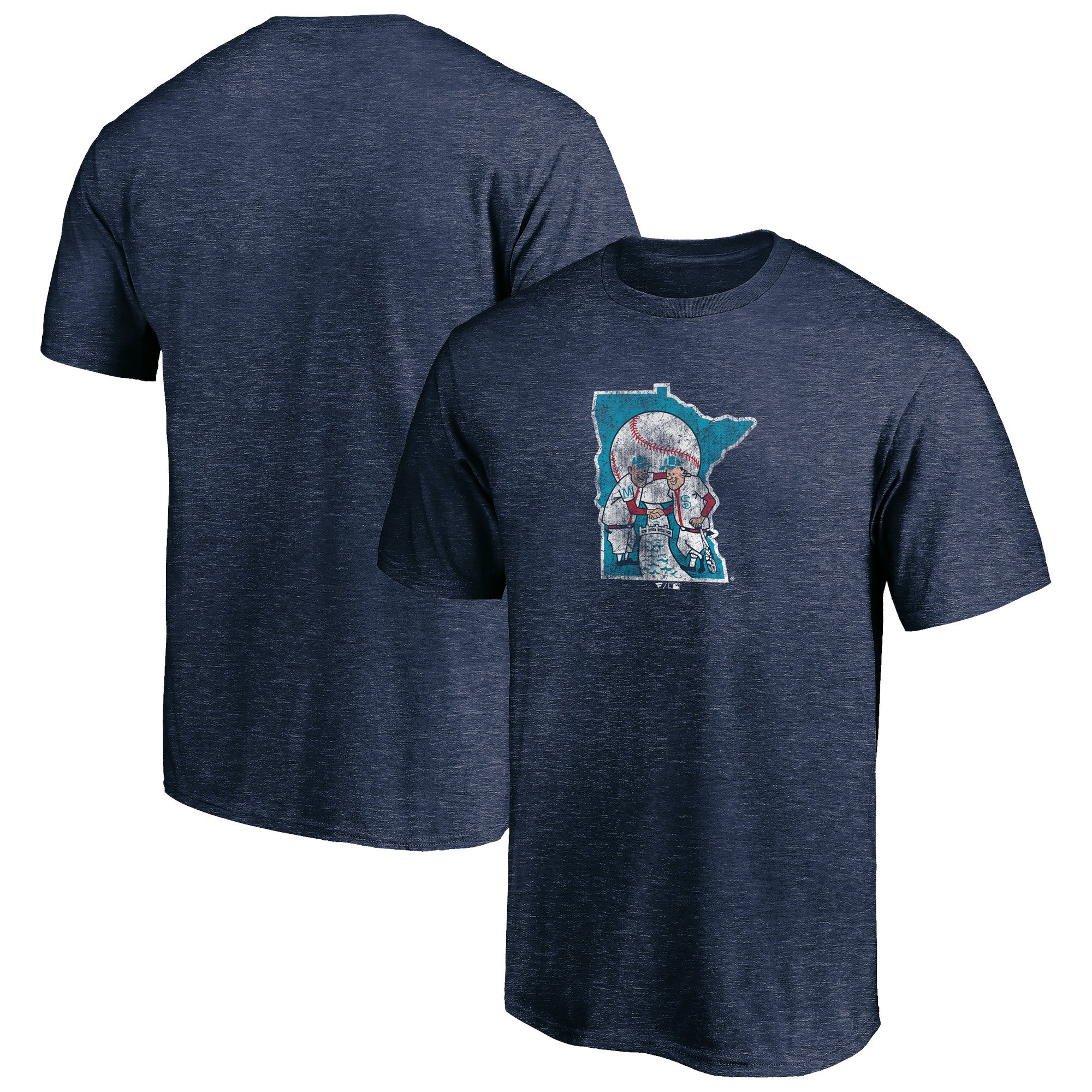Men's Heather Navy Minnesota Twins Cooperstown Collection Throwback Logo Tri-Blend T-Shirt
