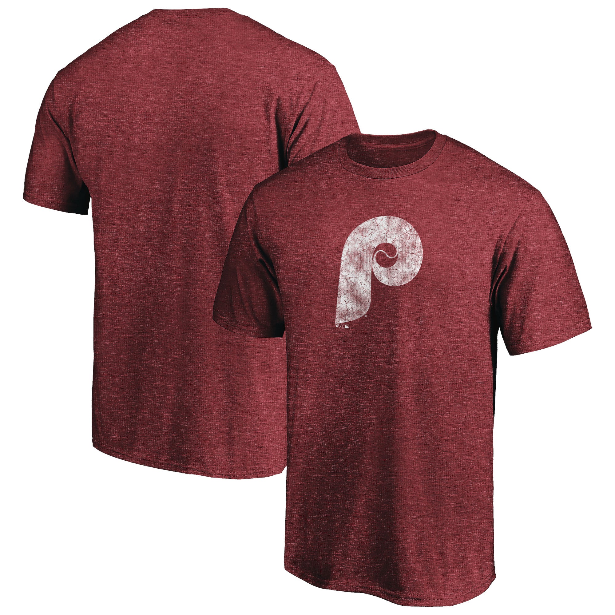 Men's Burgundy Philadelphia Phillies Cooperstown Collection Throwback Logo Tri-Blend T-Shirt