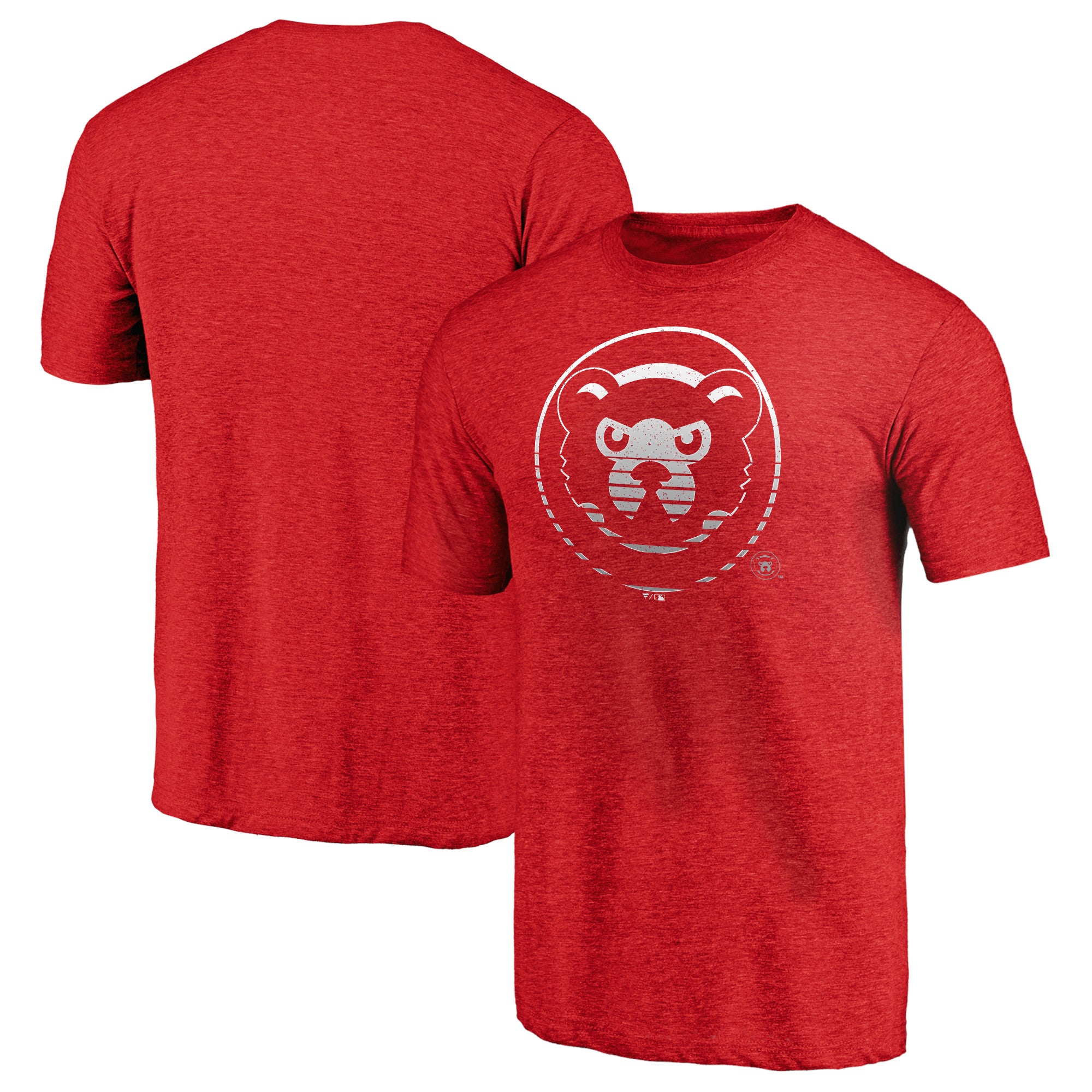Men's Heather Red Chicago Cubs Cooperstown Collection Logo Tri-Blend T-Shirt