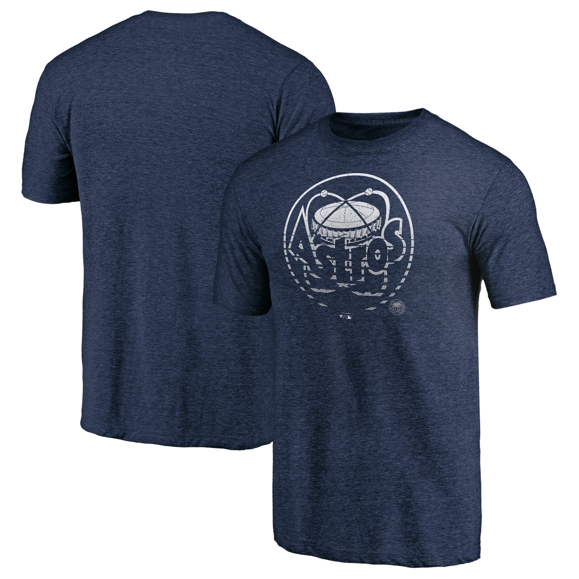 Men's Heather Navy Houston Astros Cooperstown Collection Logo Tri-Blend T-Shirt