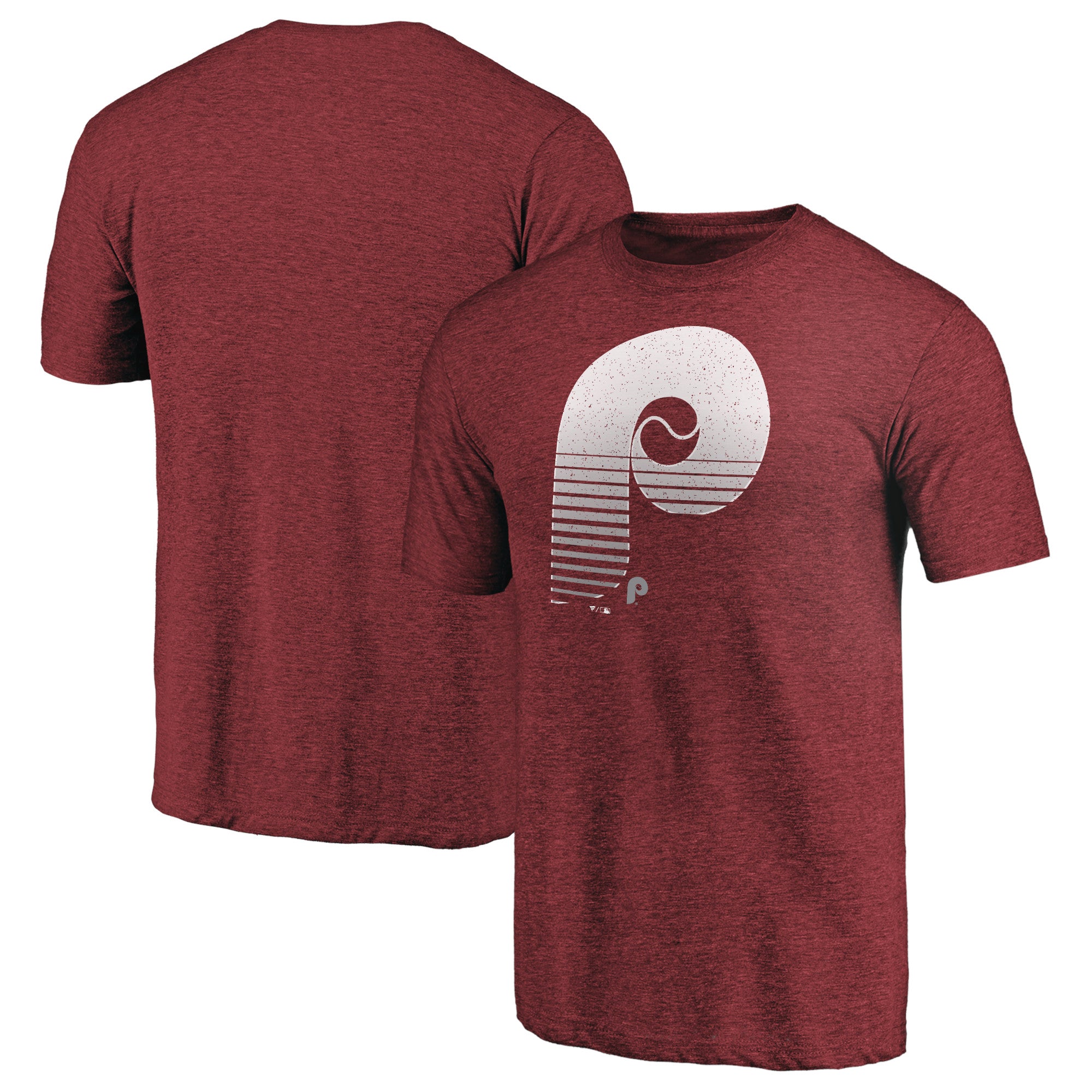 Men's Burgundy Philadelphia Phillies Cooperstown Collection Logo Tri-Blend T-Shirt