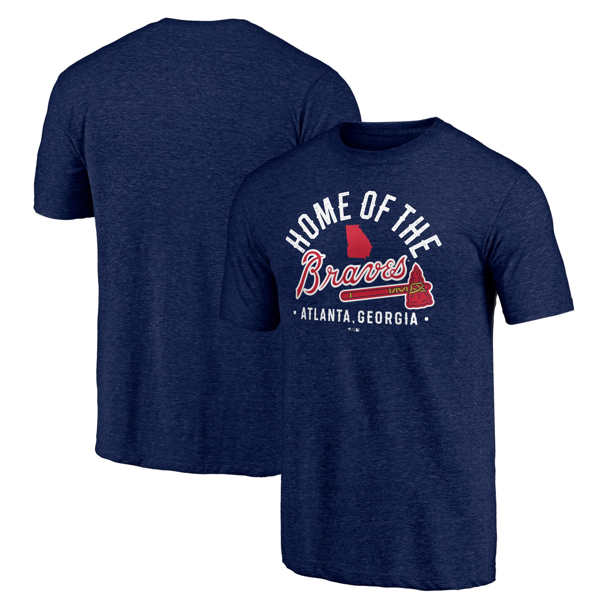 Men's Heather Navy Atlanta Braves Hometown Collection Home Of The Braves Tri-Blend T-Shirt