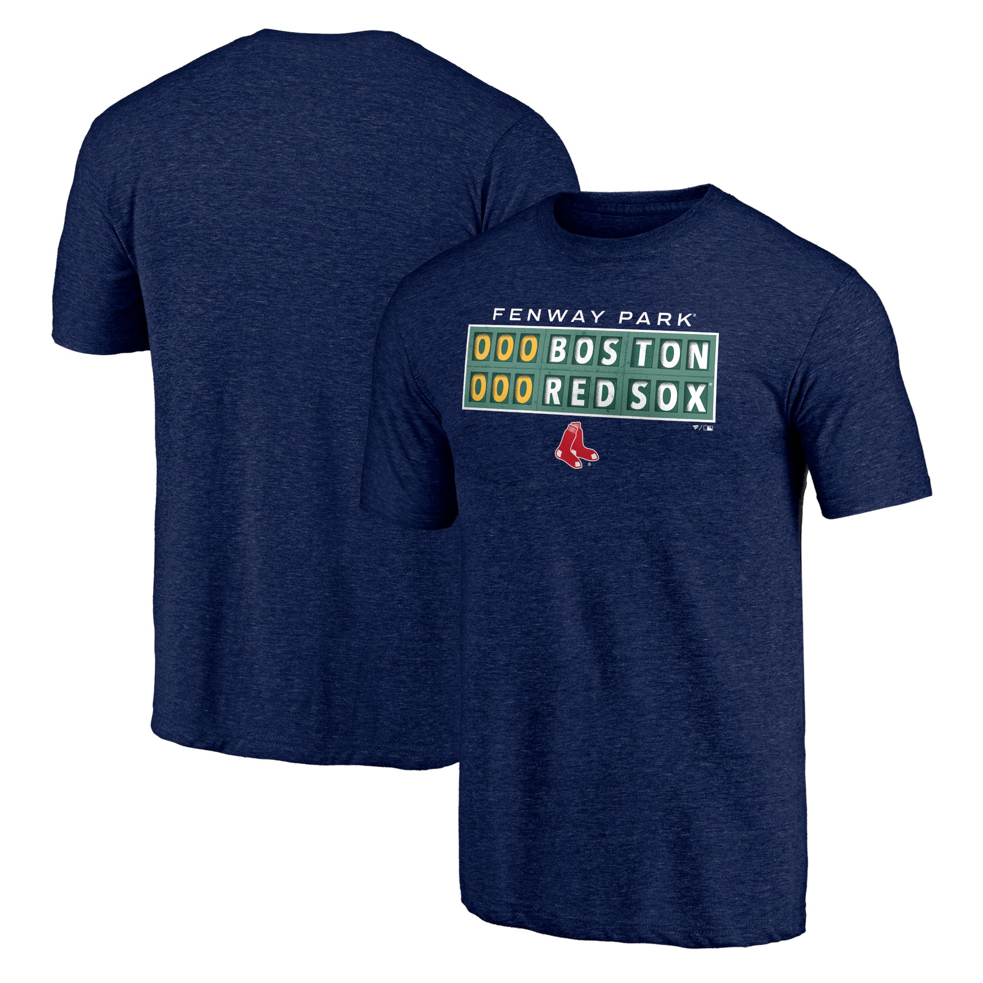 Men's Heather Navy Boston Red Sox Hometown Collection Scoreboard Tri-Blend T-Shirt