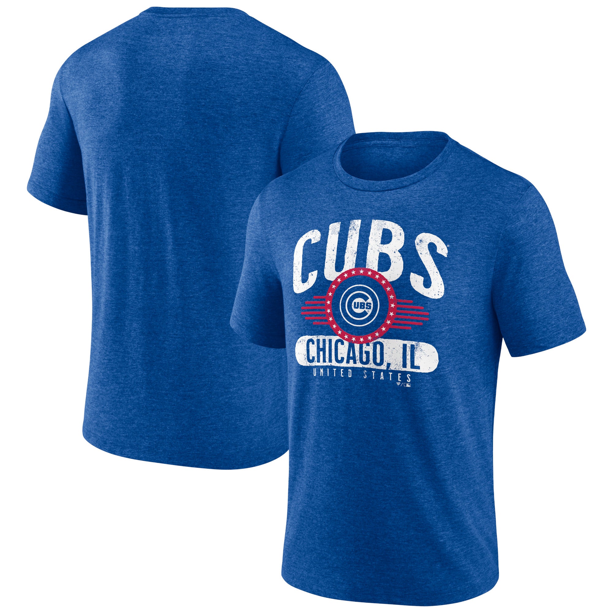 Men's Heather Royal Chicago Cubs Badge of Honor Tri-Blend T-Shirt