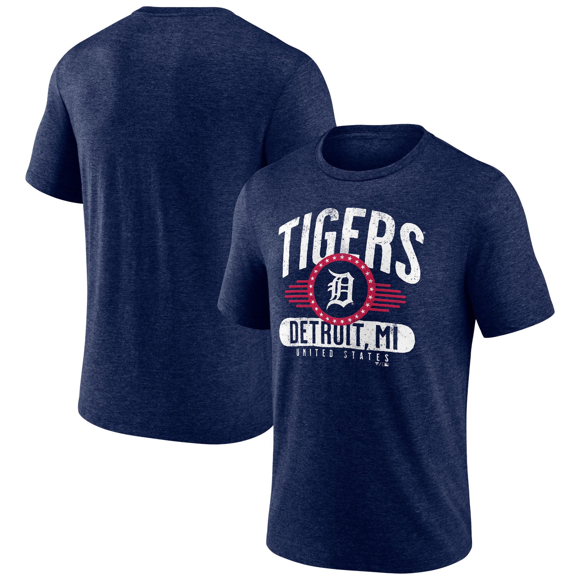 Men's Heather Navy Detroit Tigers Badge of Honor Tri-Blend T-Shirt