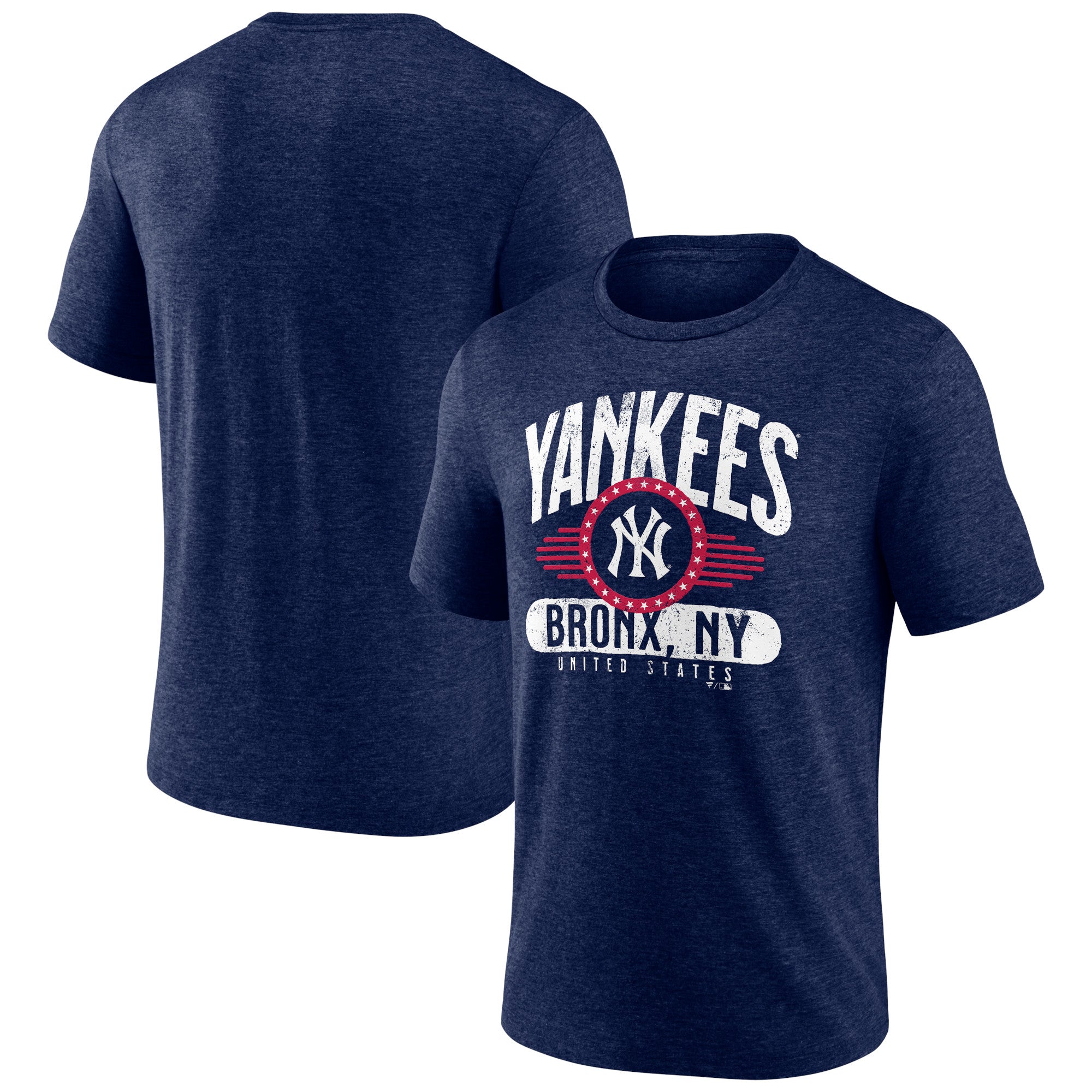 Men's Heather Navy New York Yankees Badge of Honor Tri-Blend T-Shirt