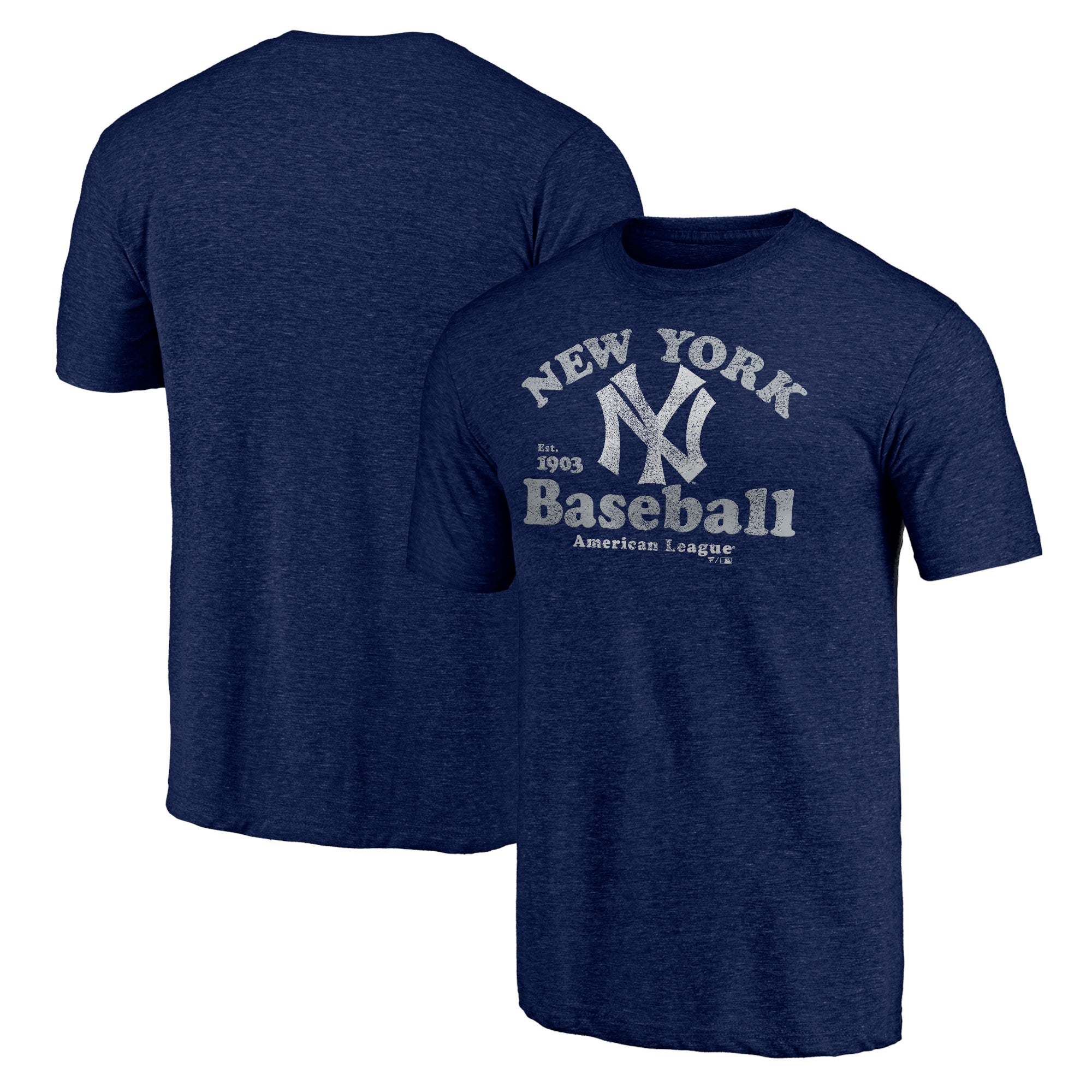 Men's Heather Navy New York Yankees Cooperstown Collection Our Game Tri-Blend T-Shirt