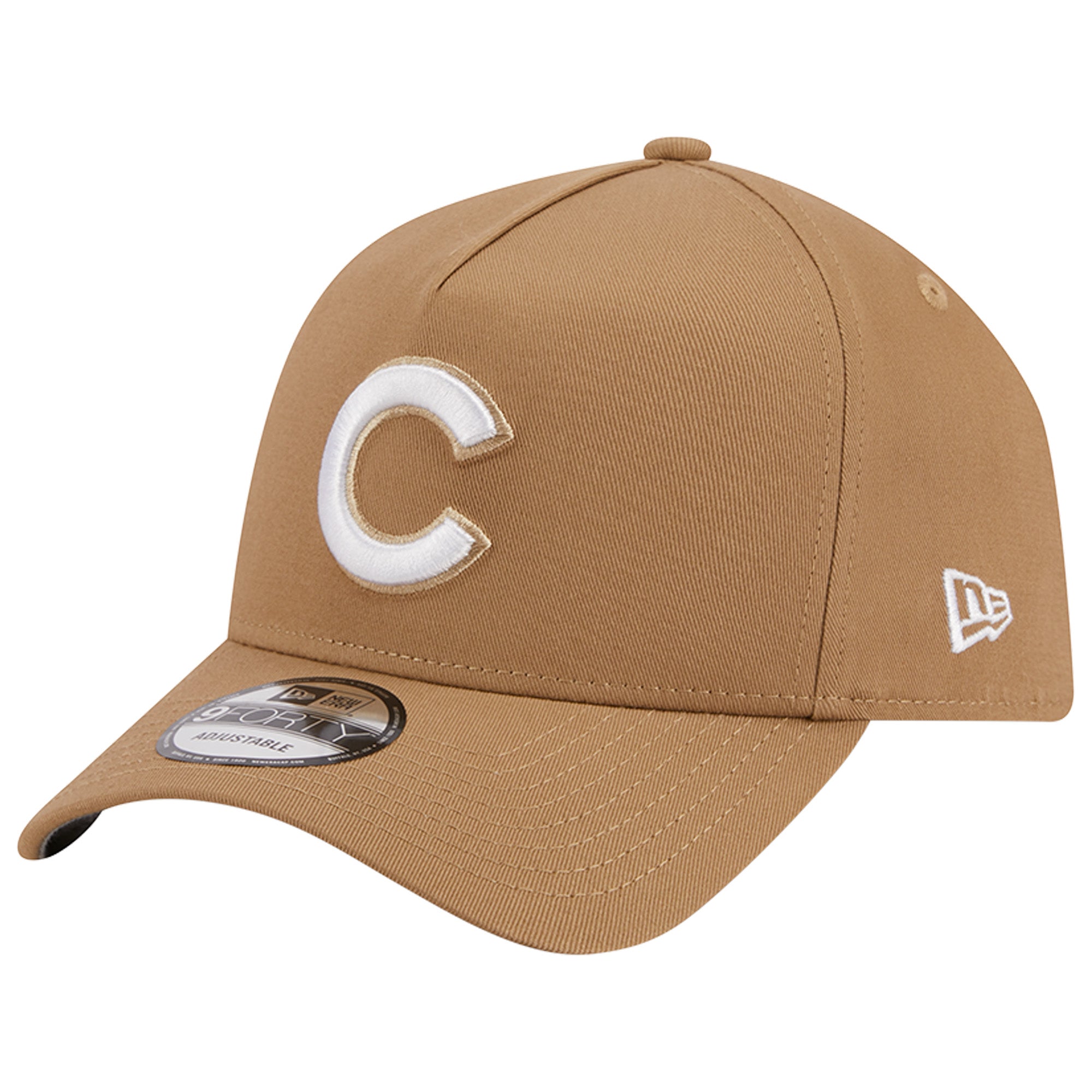 Men's New Era Khaki Chicago Cubs A-Frame 9FORTY Adjustable Hat