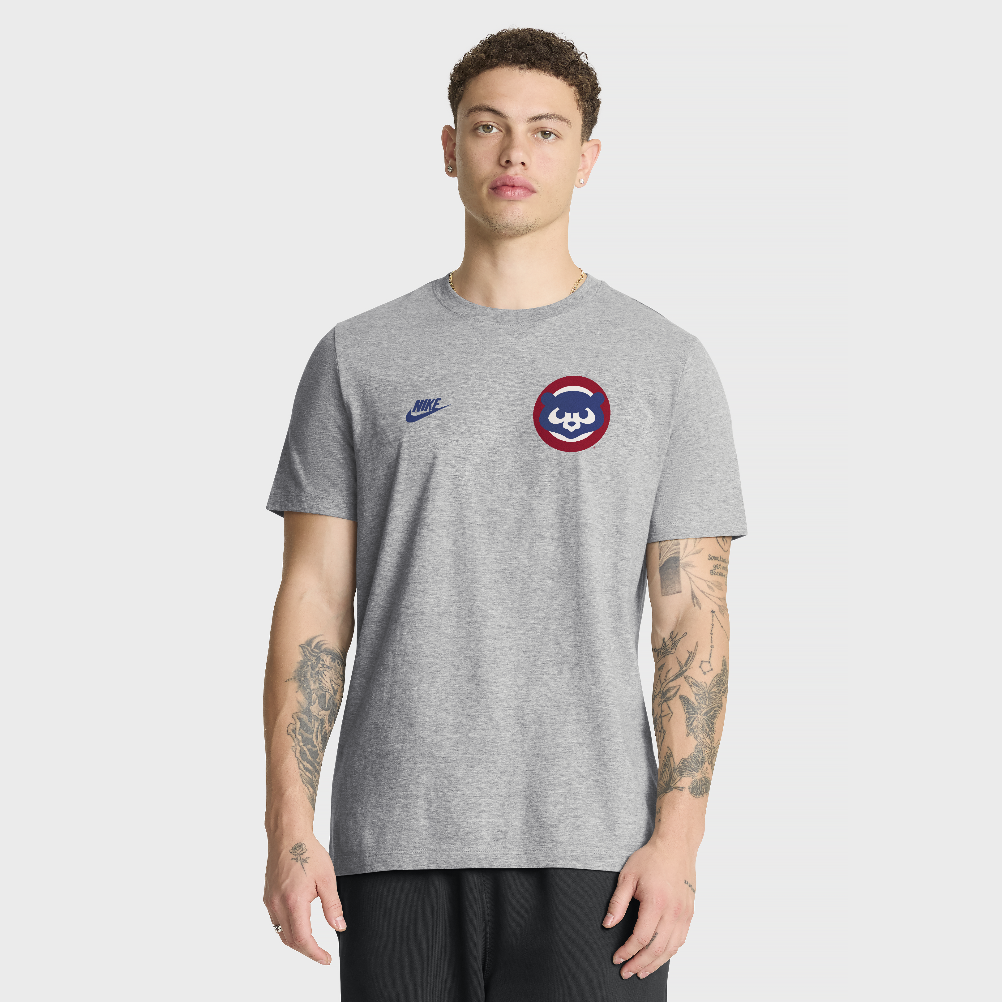Men's Nike Heather Gray Chicago Cubs Cooperstown 2-Hit T-Shirt