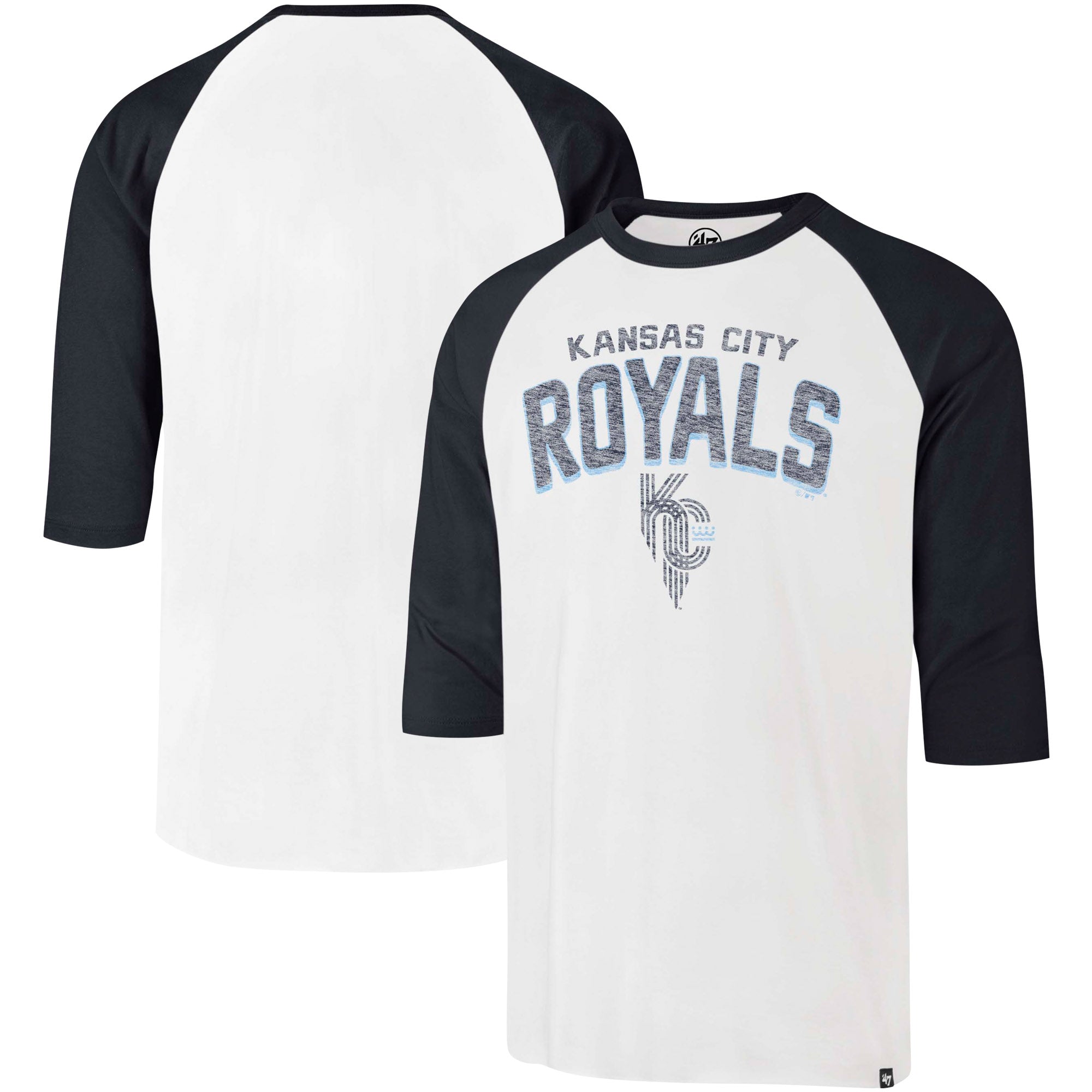 Men's '47 Cream Kansas City Royals City Connect Crescent Franklin Raglan 3/4-Sleeve T-Shirt