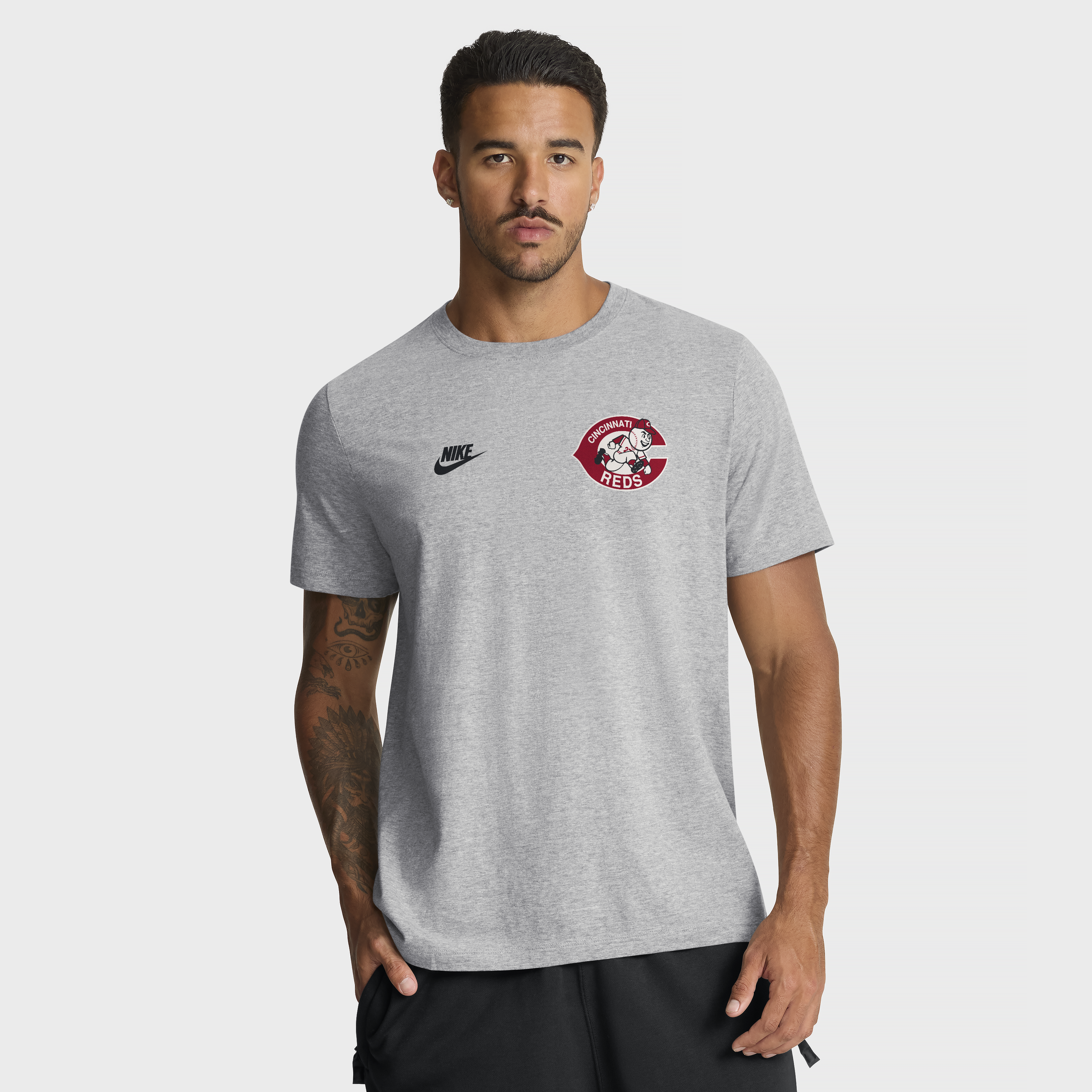 Men's Nike Heather Gray Cincinnati Reds Cooperstown 2-Hit T-Shirt