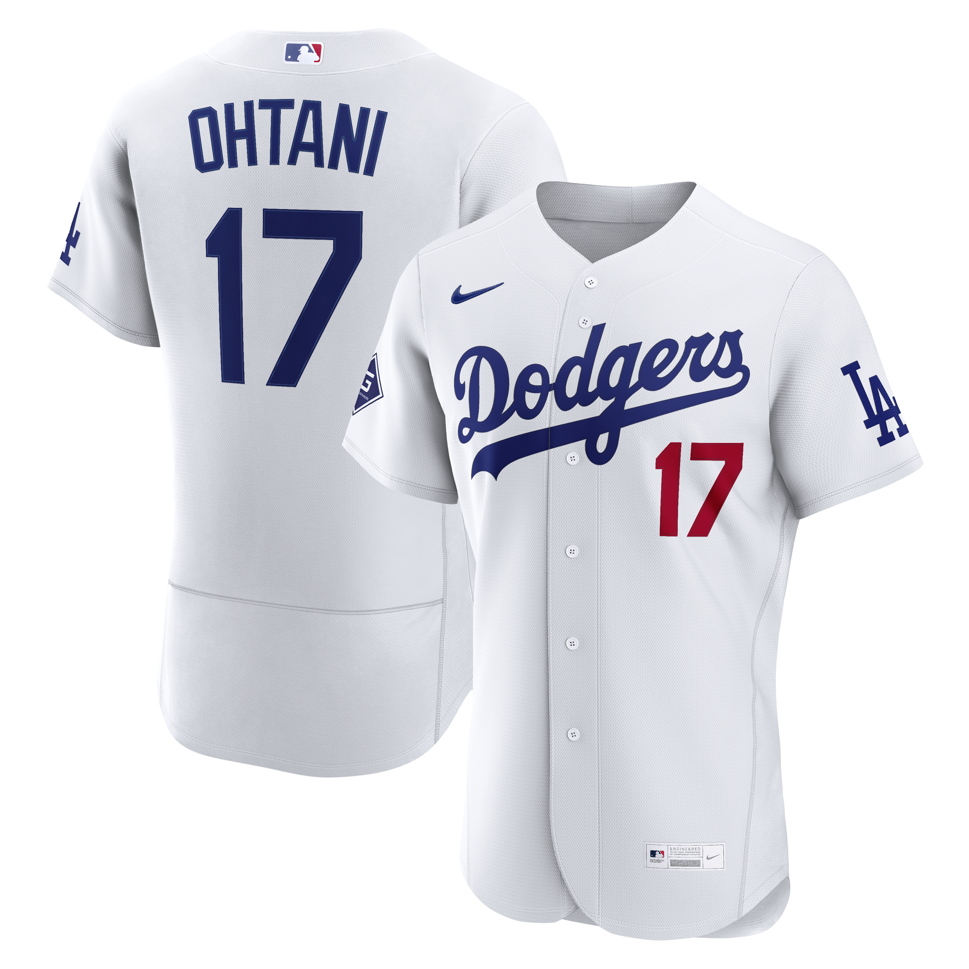 Men's Nike Shohei Ohtani White Los Angeles Dodgers Home Authentic Sponsor Patch Jersey
