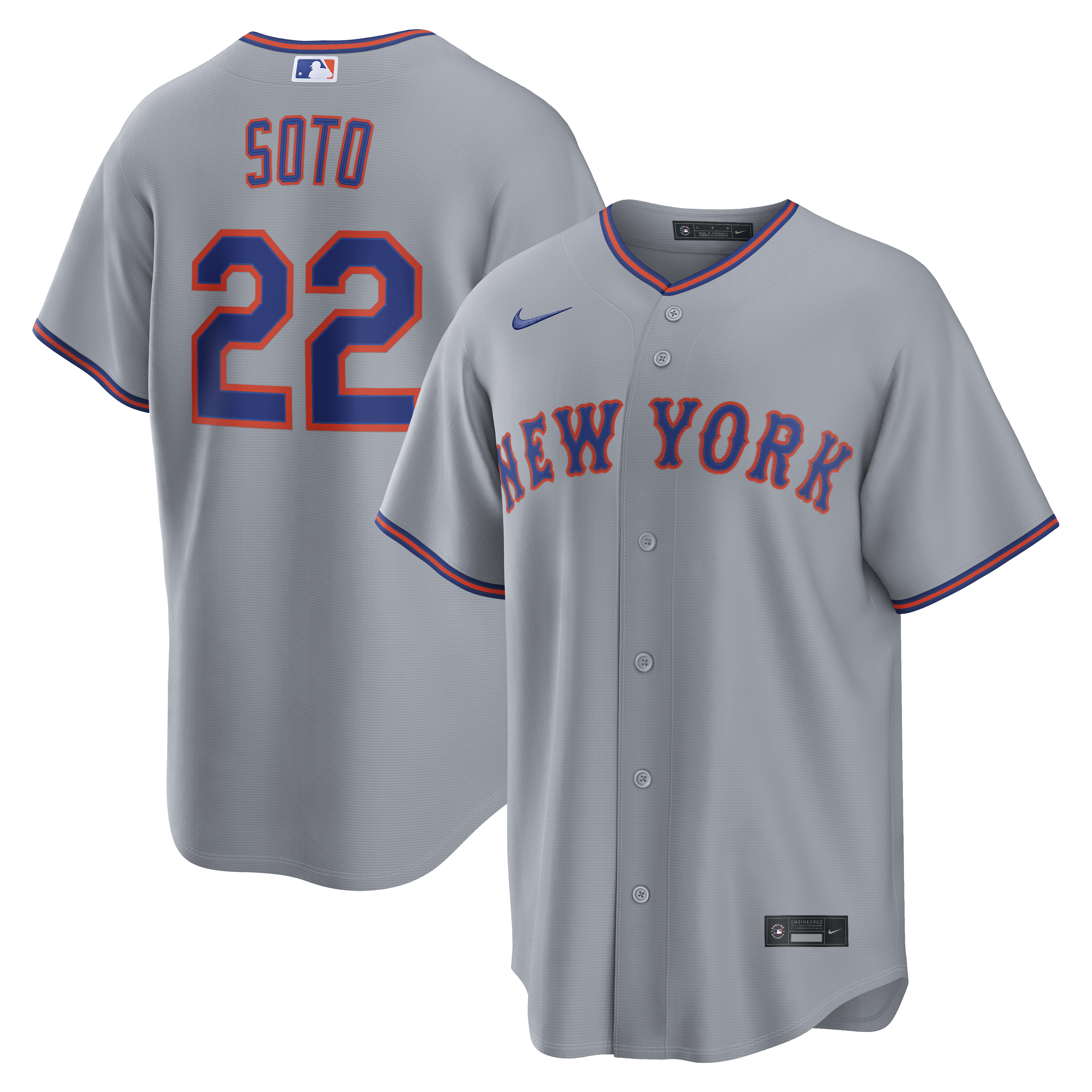 Men's Nike Juan Soto Gray New York Mets Road Replica Jersey
