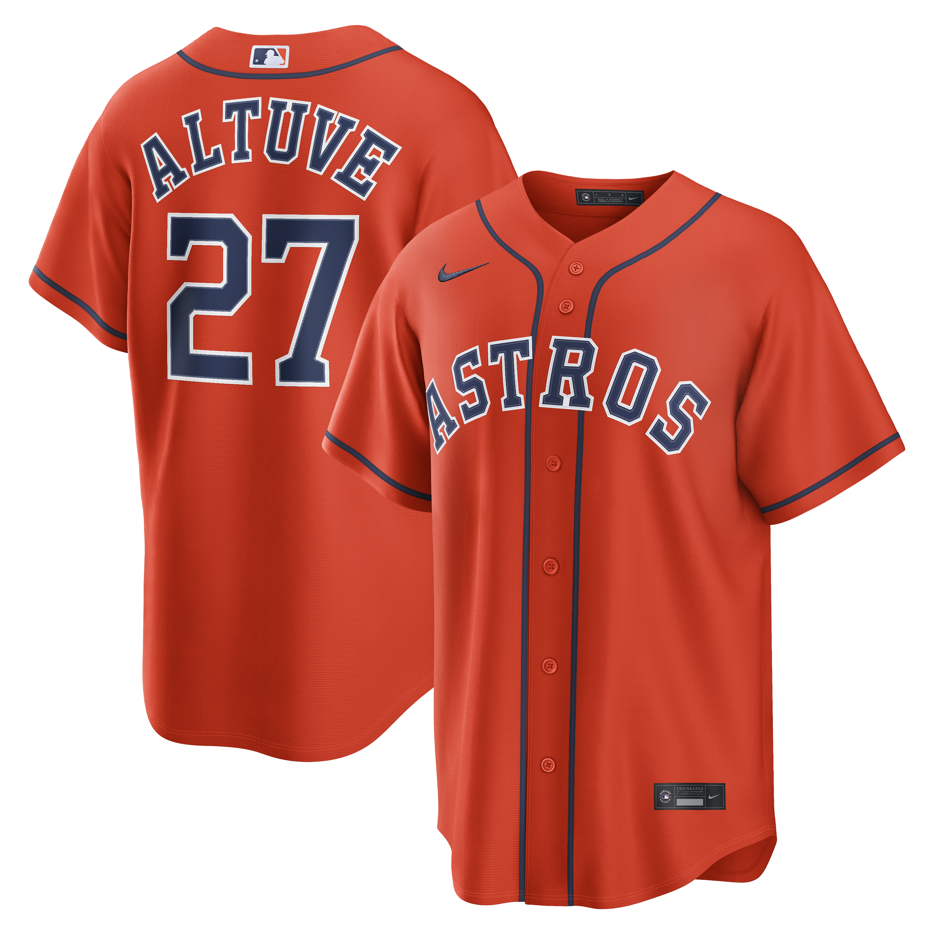 Men's Nike Jose Altuve Orange Houston Astros Alternate Replica Jersey