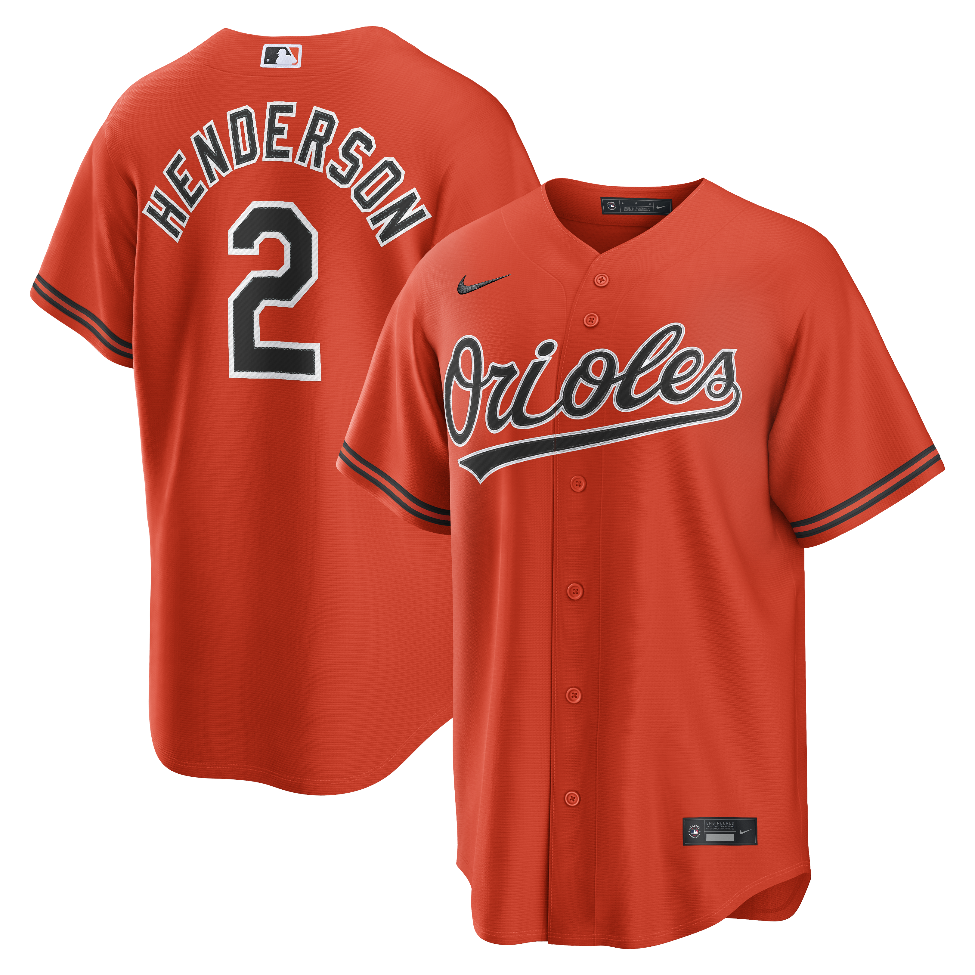 Men's Nike Gunnar Henderson Orange Baltimore Orioles Alternate 2 Replica Jersey