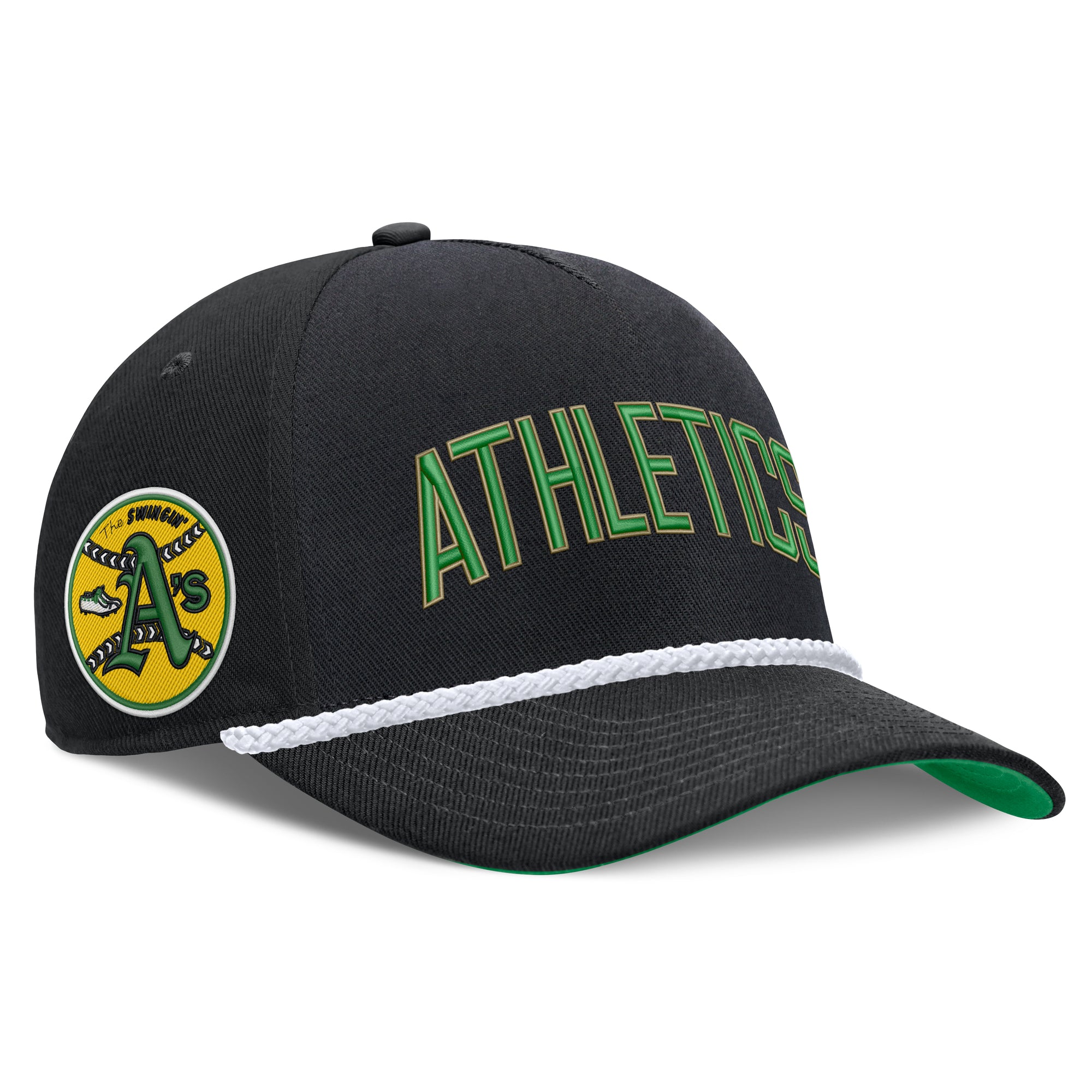 Men's Nike Black Oakland Athletics Cooperstown Collection Rise Adjustable Hat