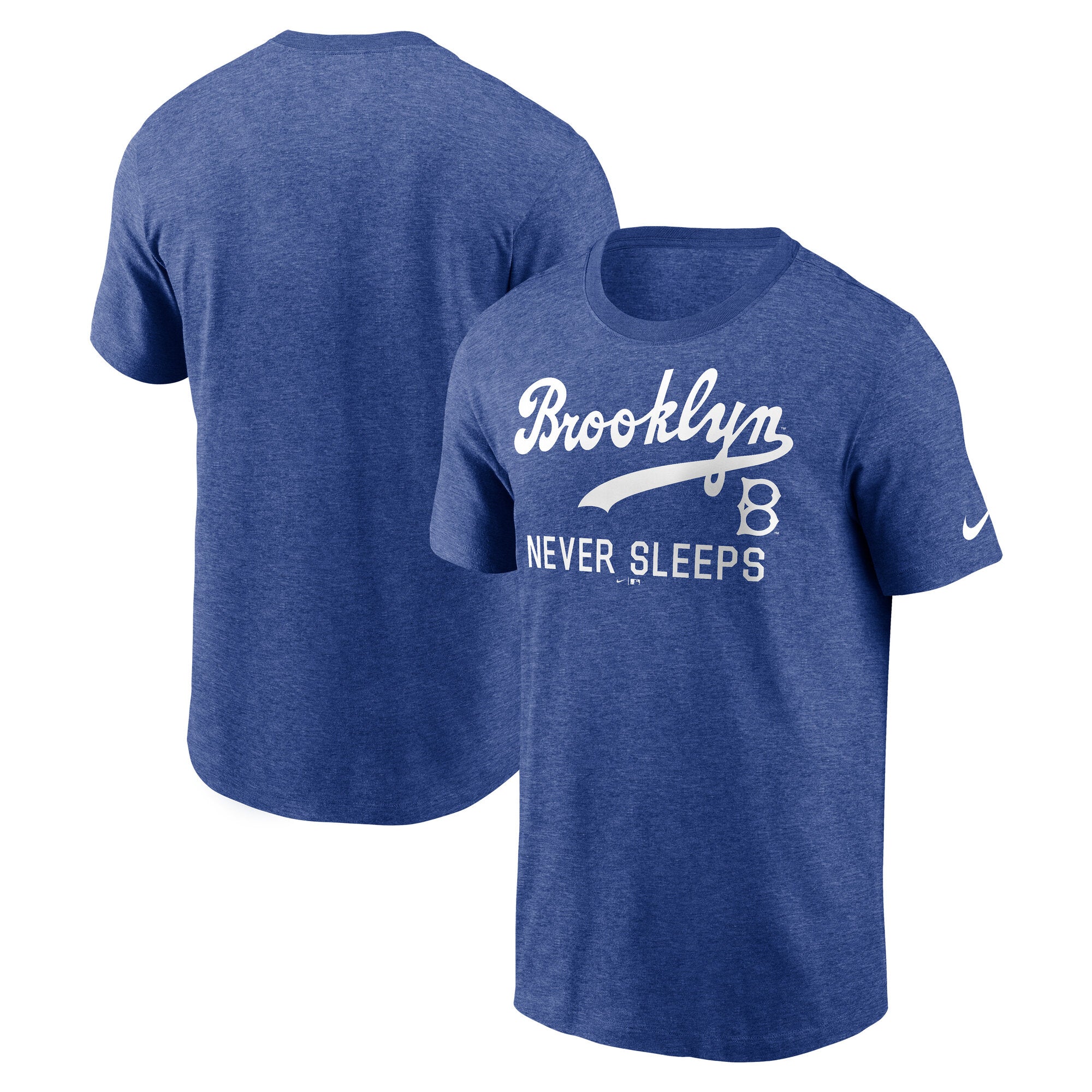 Men's Nike Heather Royal Brooklyn Dodgers Brooklyn Never Sleeps Tri-Blend T-Shirt