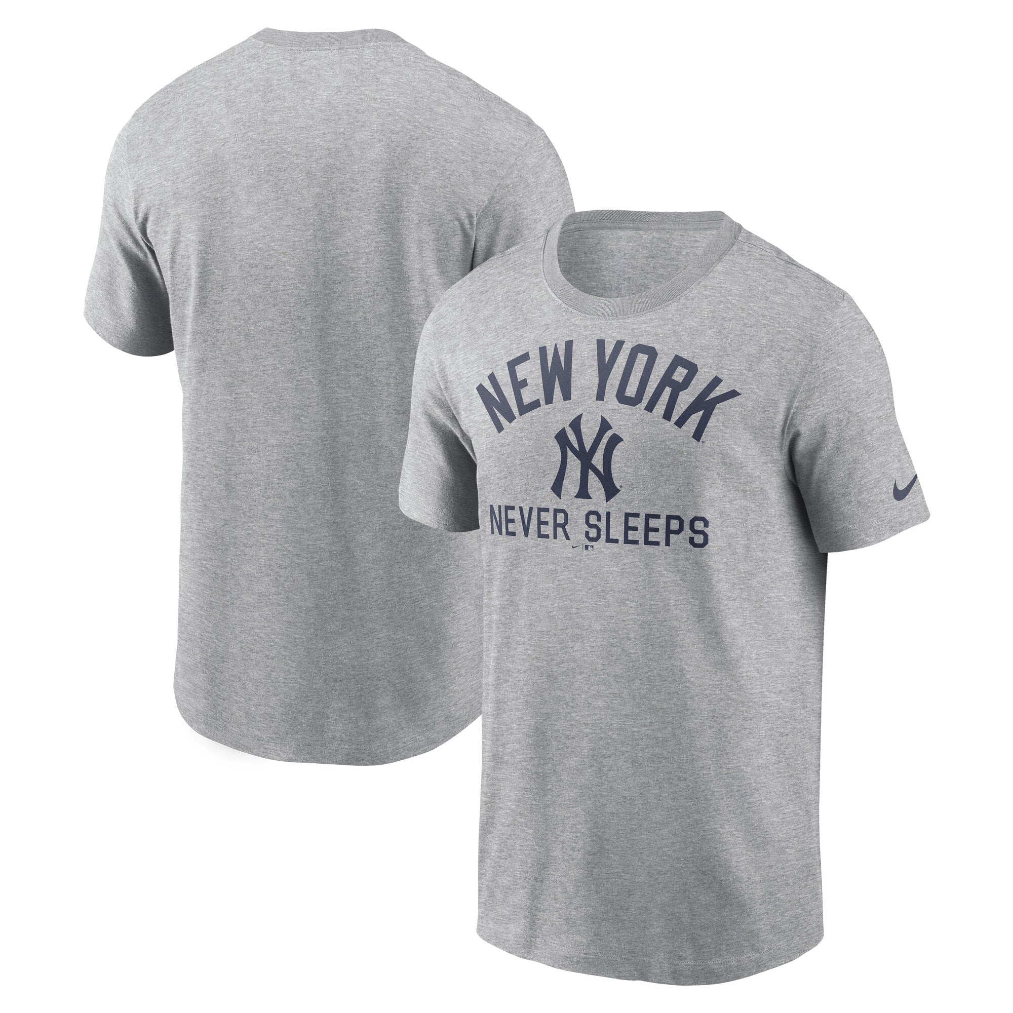 Men's Nike Heather Gray New York Yankees New York Never Sleeps Tri-Blend T-Shirt