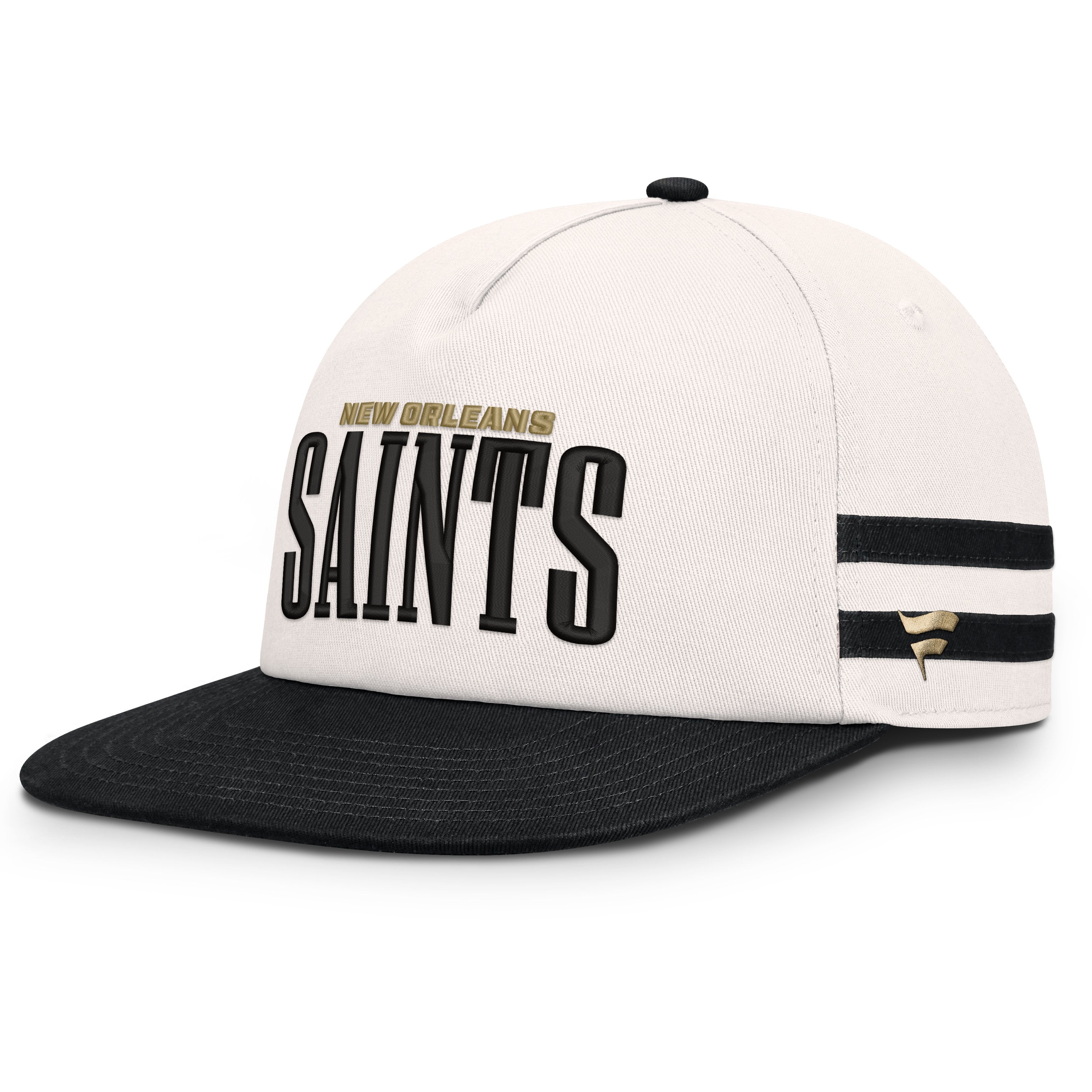 Men's Fanatics Cream/Black New Orleans Saints Heritage Doubleback Golfer Adjustable Hat