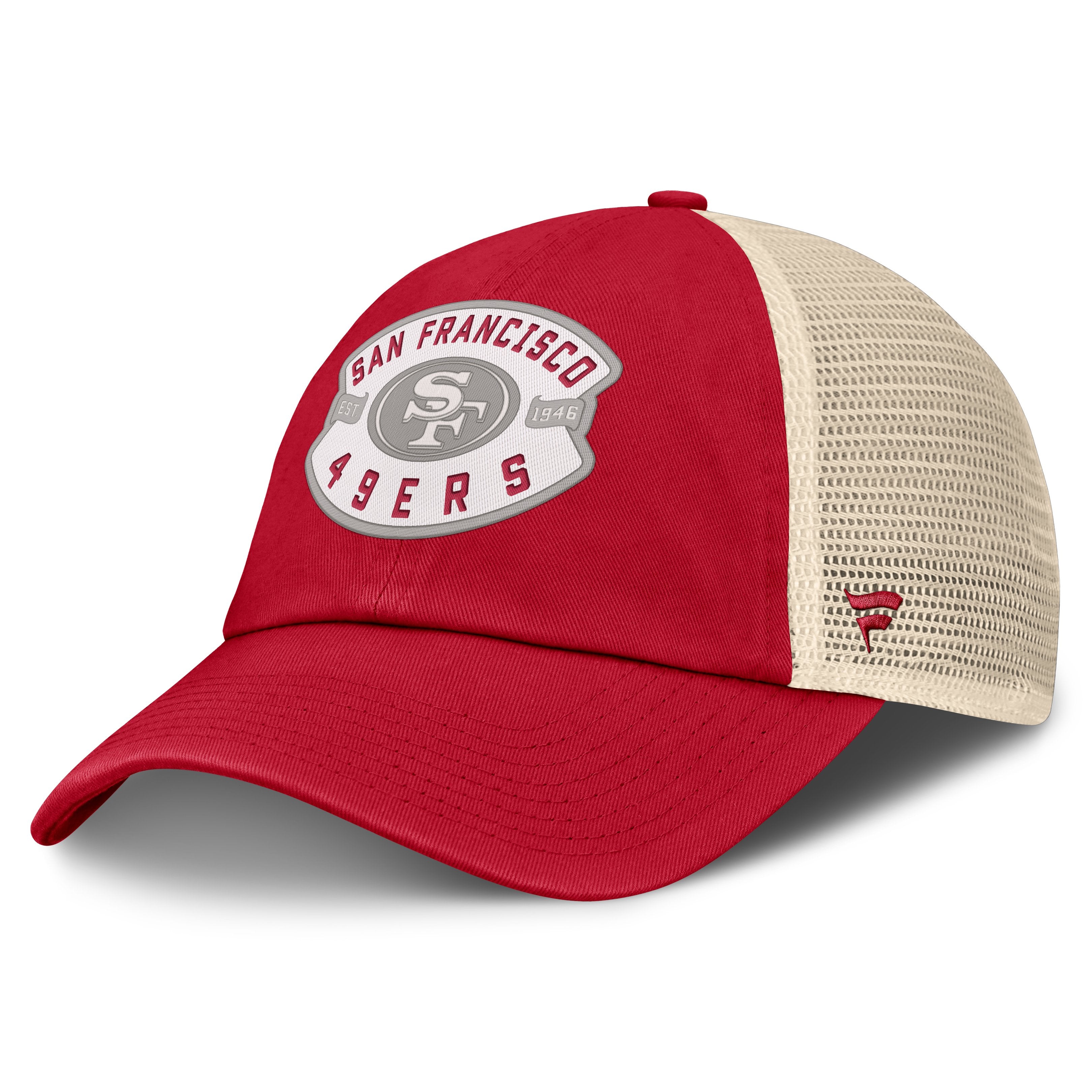 Men's Fanatics Scarlet San Francisco 49ers Placard Trucker Adjustable Hat
