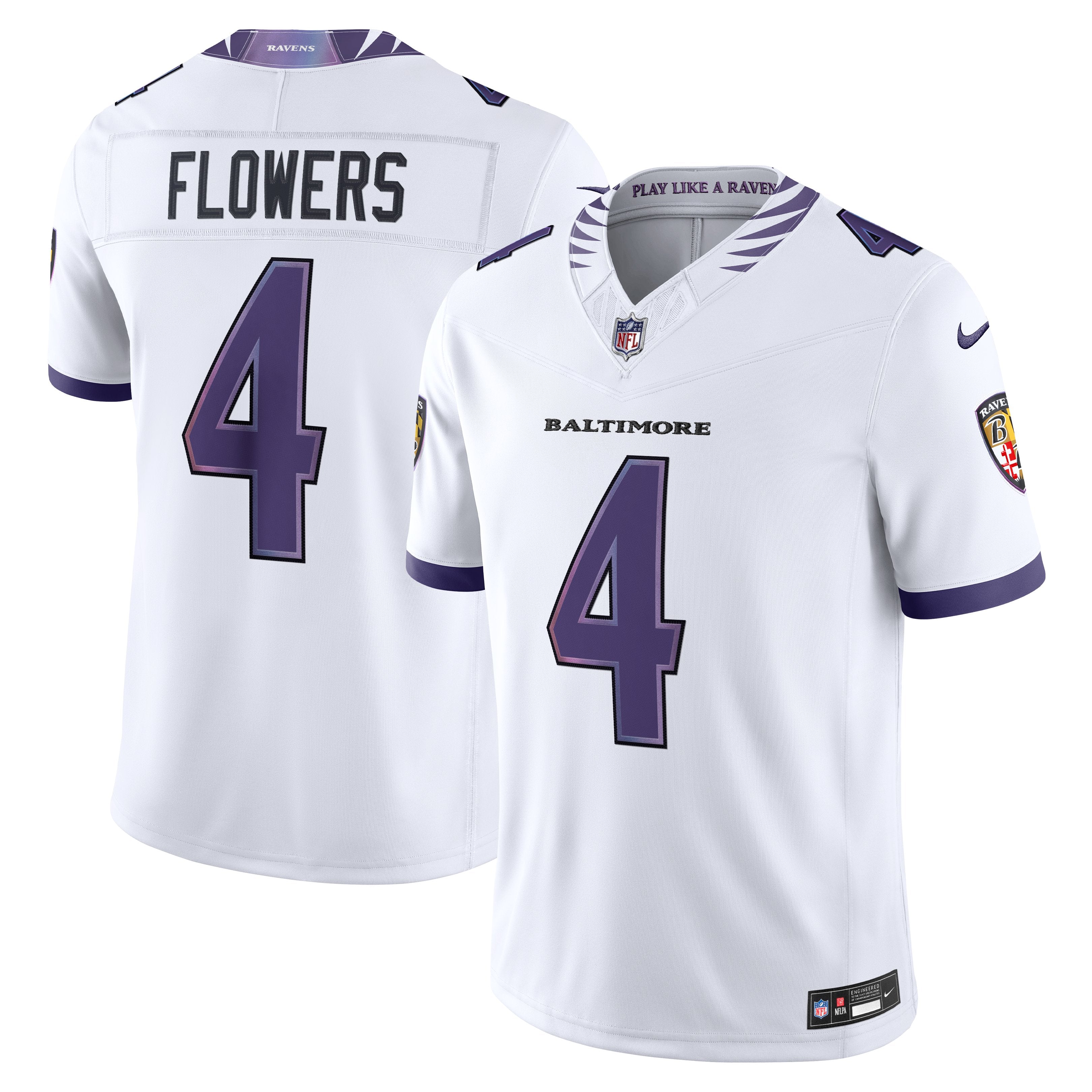 Men's Nike Zay Flowers White Baltimore Ravens Vapor F.U.S.E. Stitched Limited Jersey