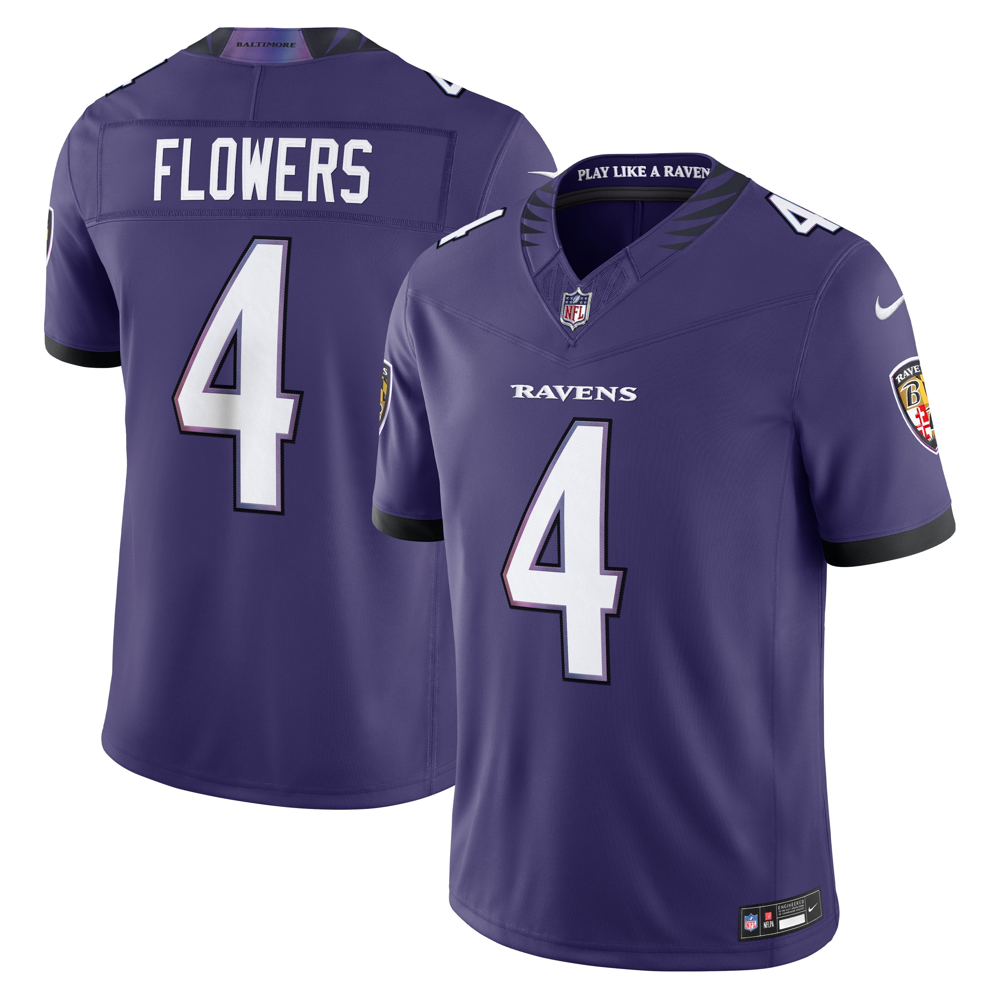 Men's Nike Zay Flowers Purple Baltimore Ravens Team Vapor F.U.S.E. Stitched Limited Jersey