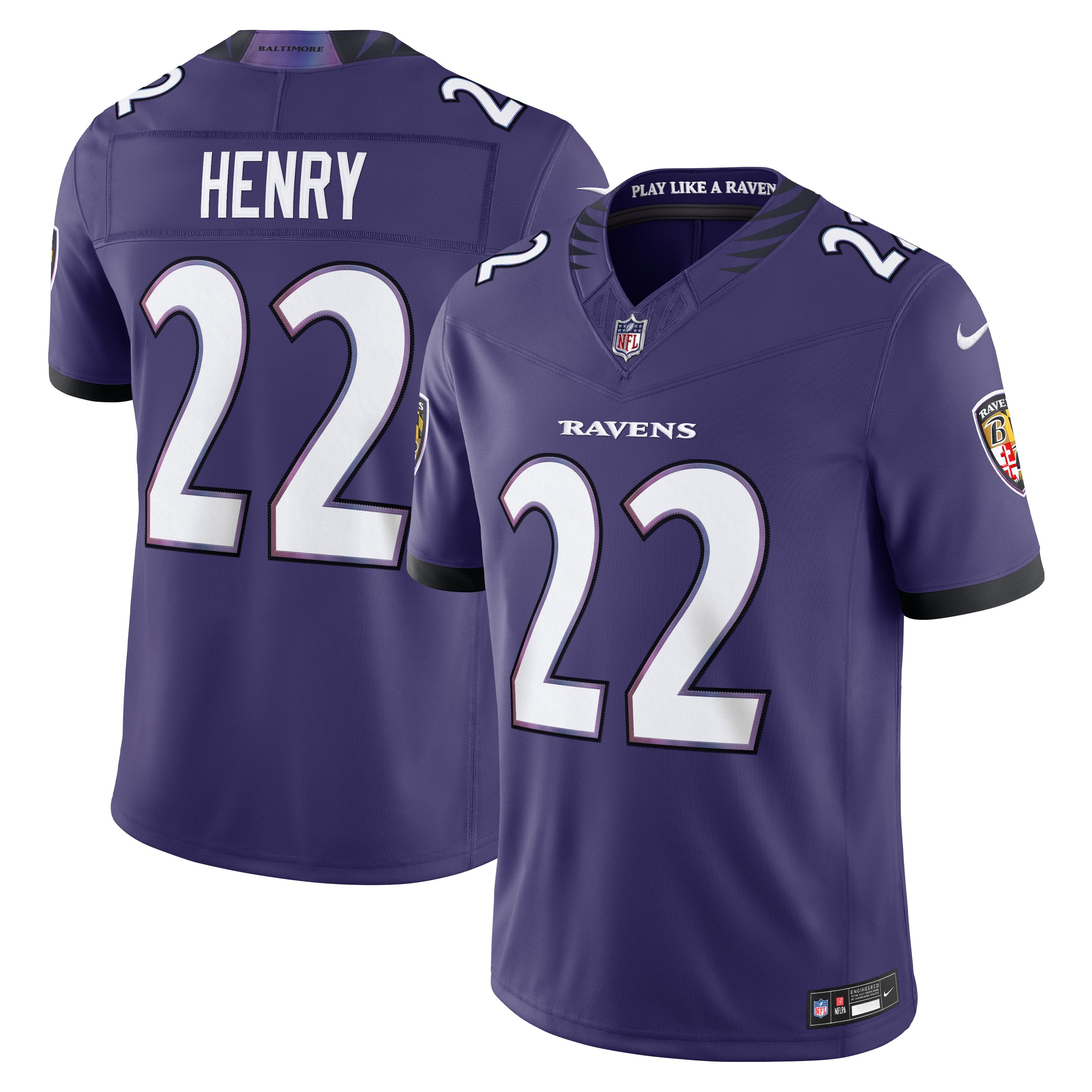 Men's Nike Derrick Henry Purple Baltimore Ravens Team Vapor F.U.S.E. Stitched Limited Jersey