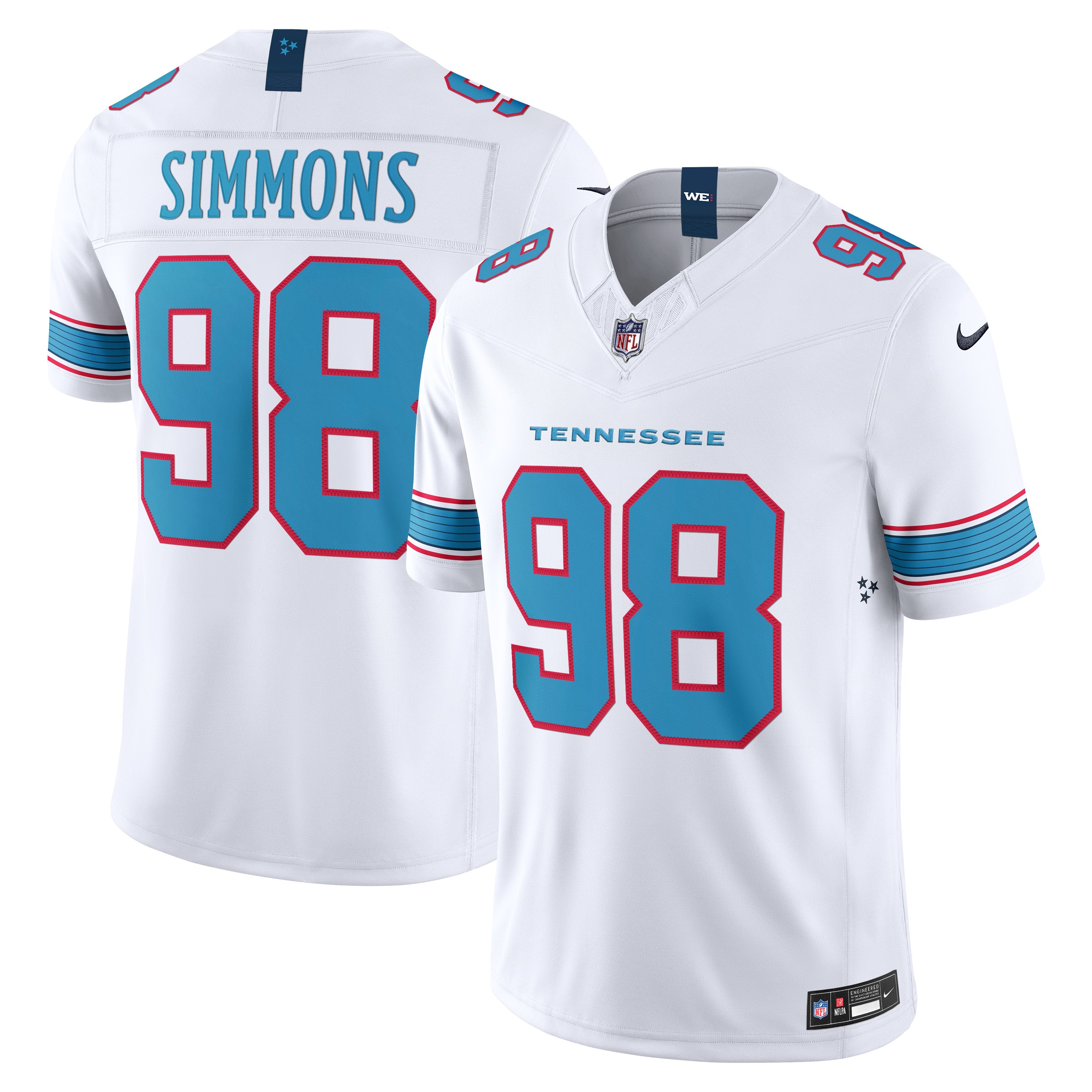 Men's Nike Jeffery Simmons White Tennessee Titans Vapor F.U.S.E. Stitched Limited Jersey