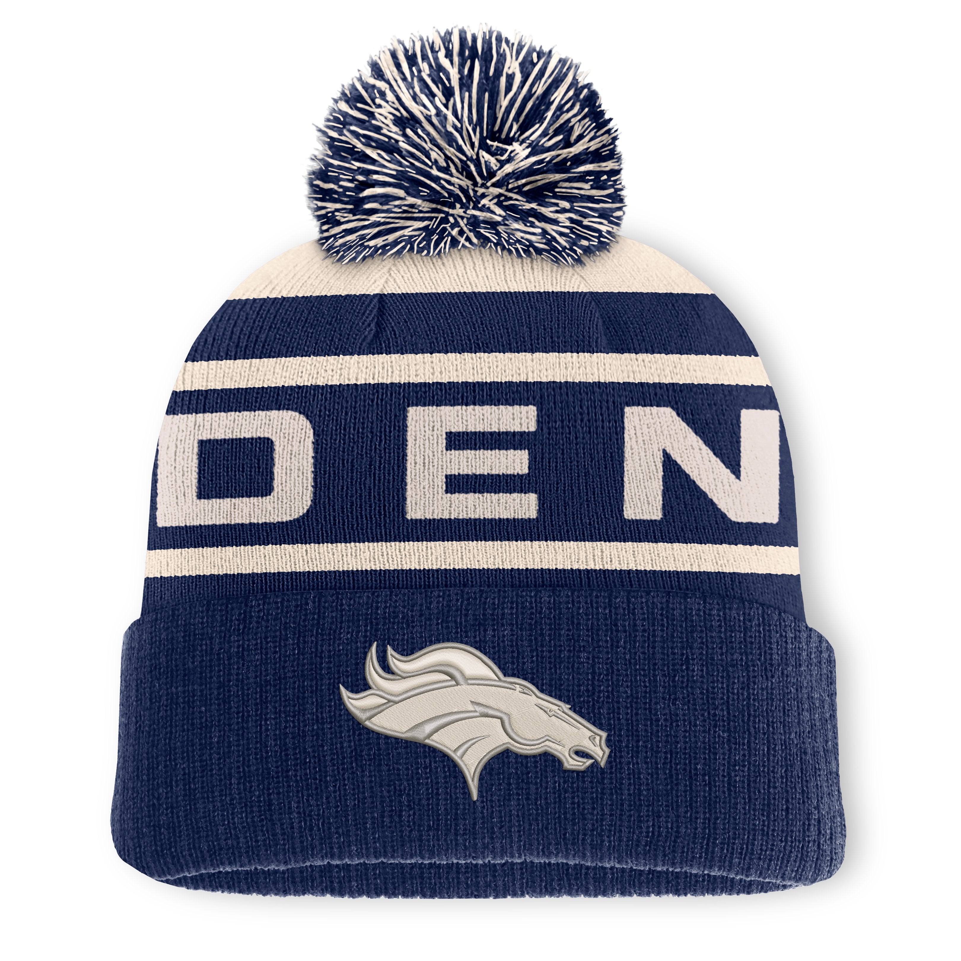 Men's Fanatics Navy Denver Broncos Cuffed Knit Hat with Pom