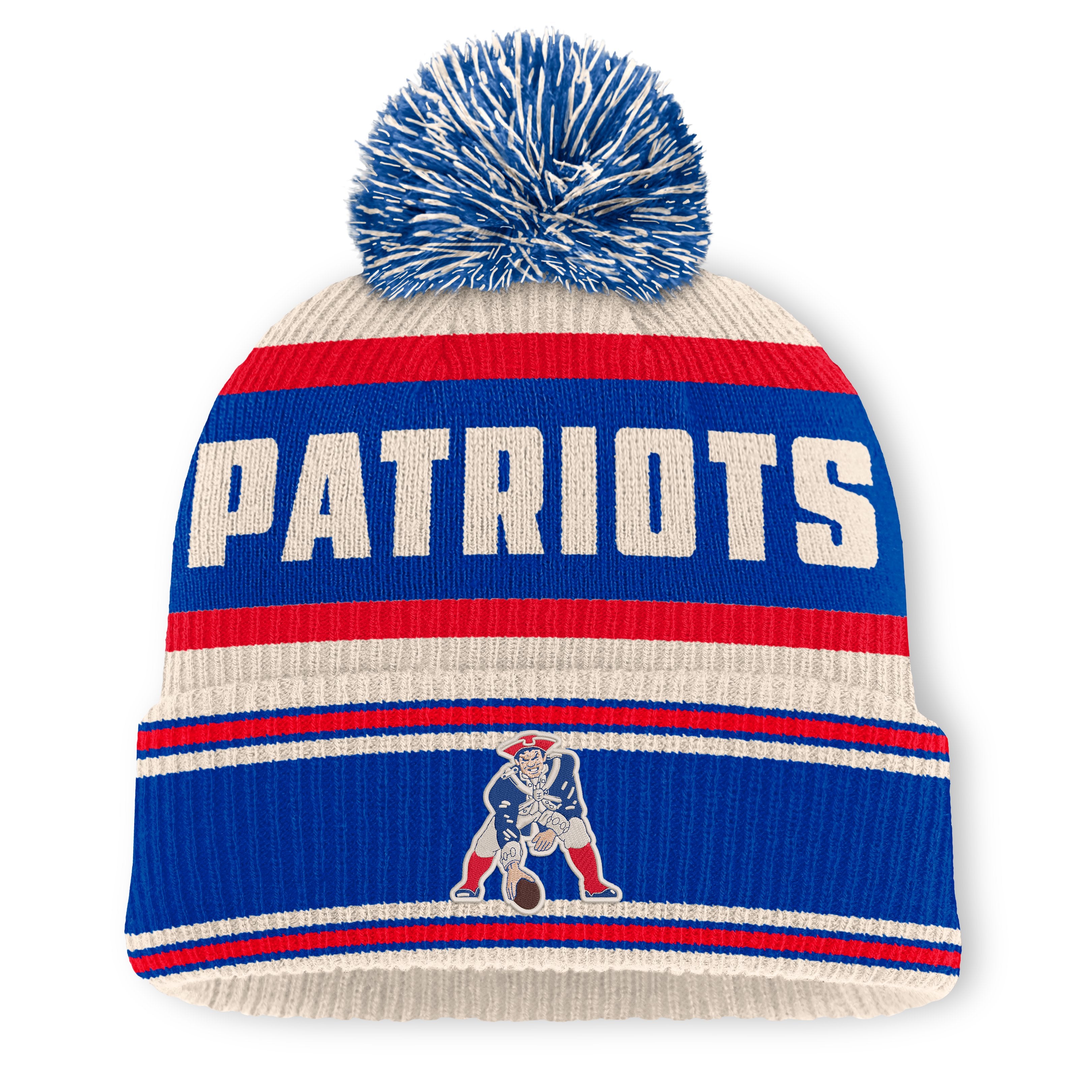 Men's Fanatics Royal New England Patriots Heritage Parcel Cuffed Knit Hat with Pom