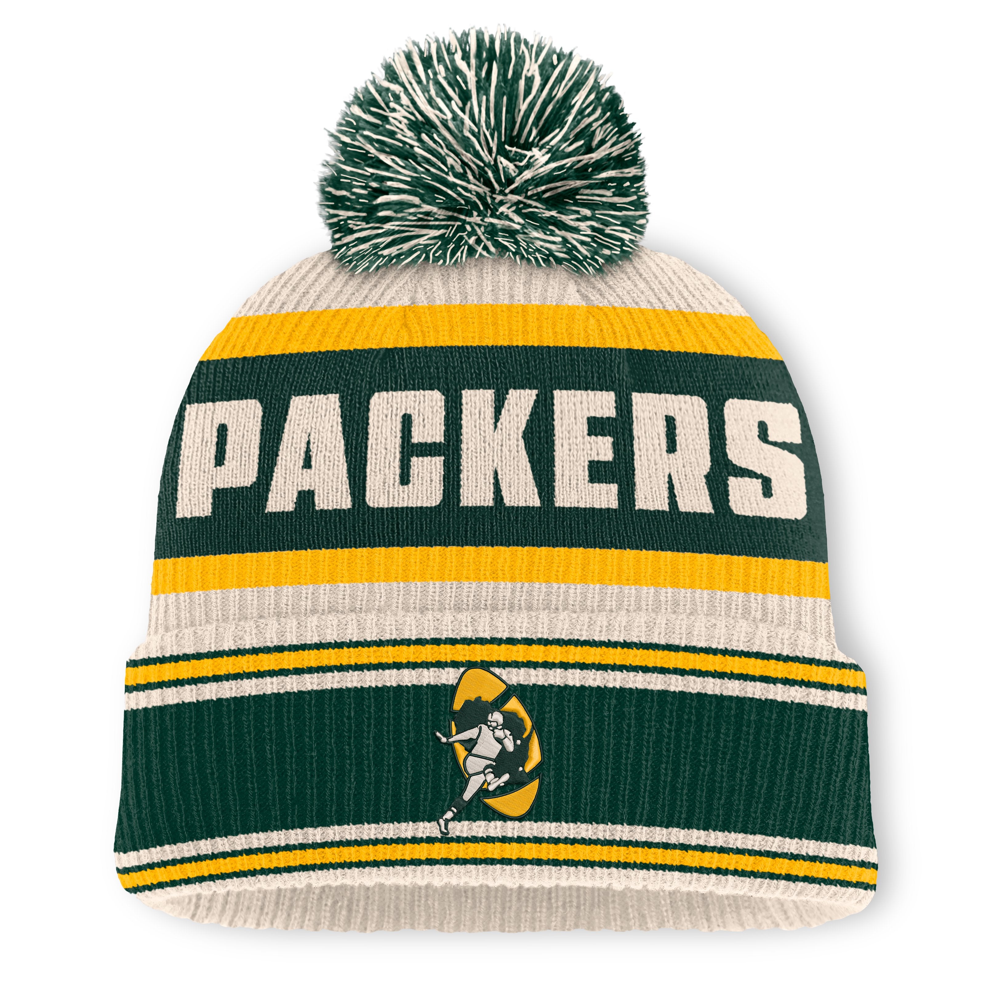 Men's Fanatics Green Green Bay Packers Heritage Parcel Cuffed Knit Hat with Pom