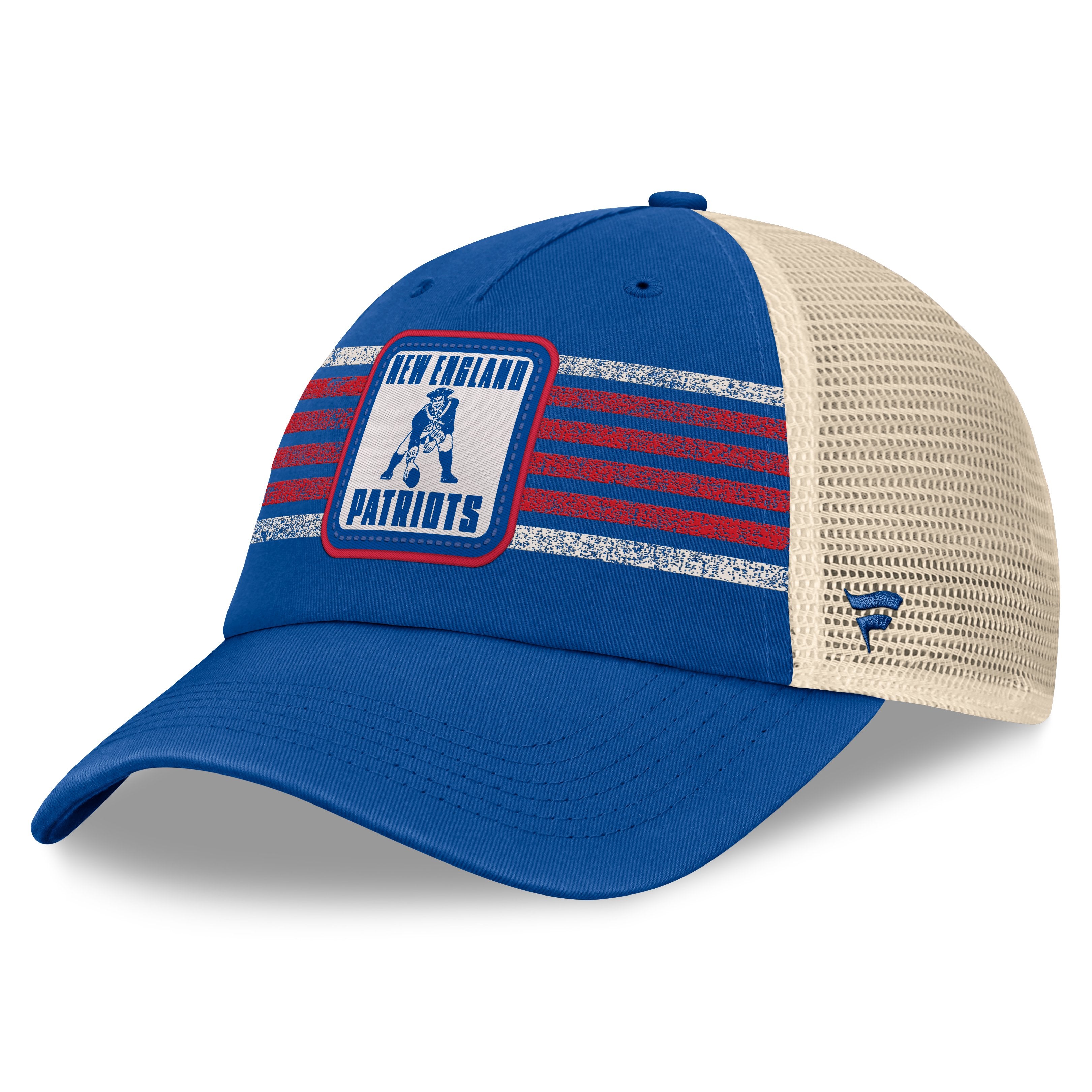 Men's Fanatics  Royal New England Patriots Heritage Logo Waggle Unstructured Trucker Hat