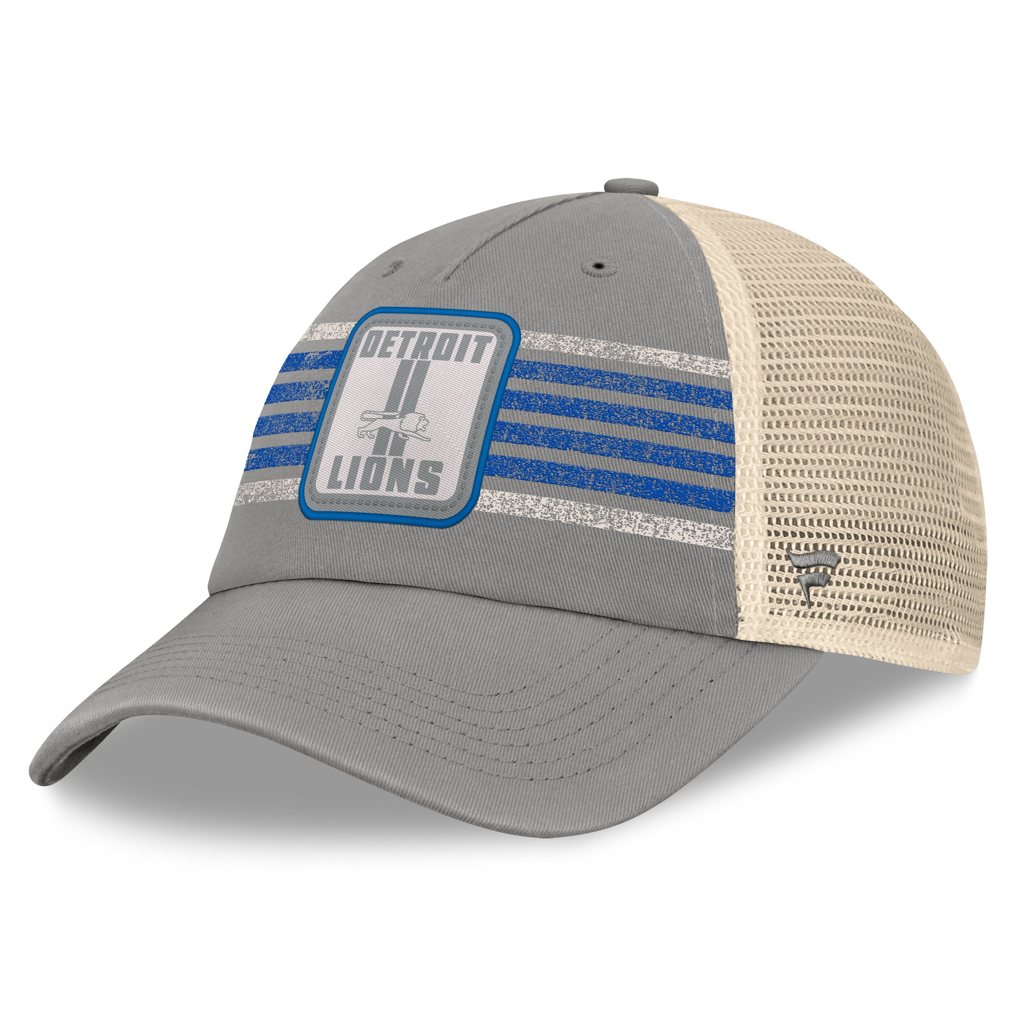 Men's Fanatics  Gray Detroit Lions Heritage Logo Waggle Unstructured Trucker Hat