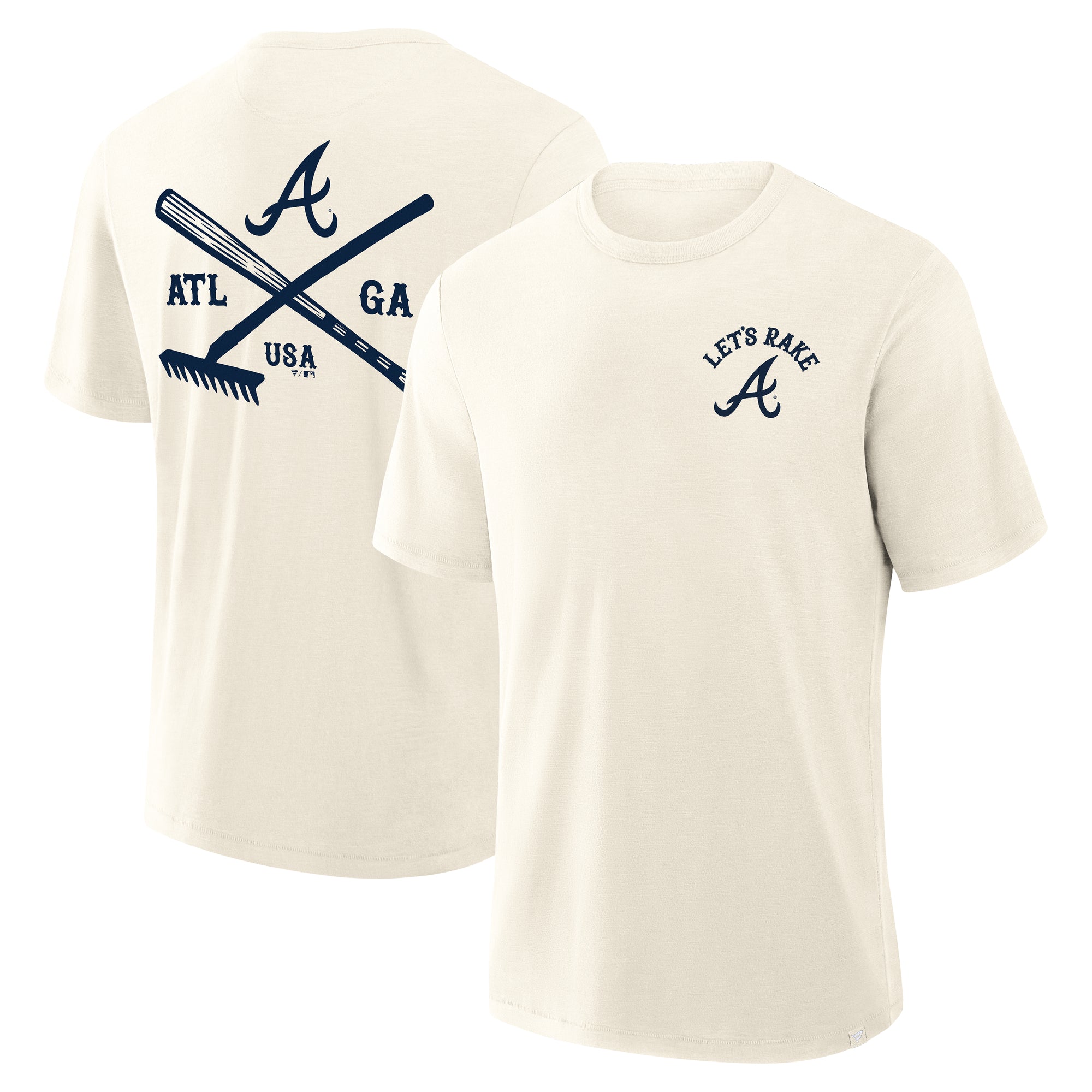 Men's Fanatics Cream Atlanta Braves Nostalgia Stadium Slub T-Shirt