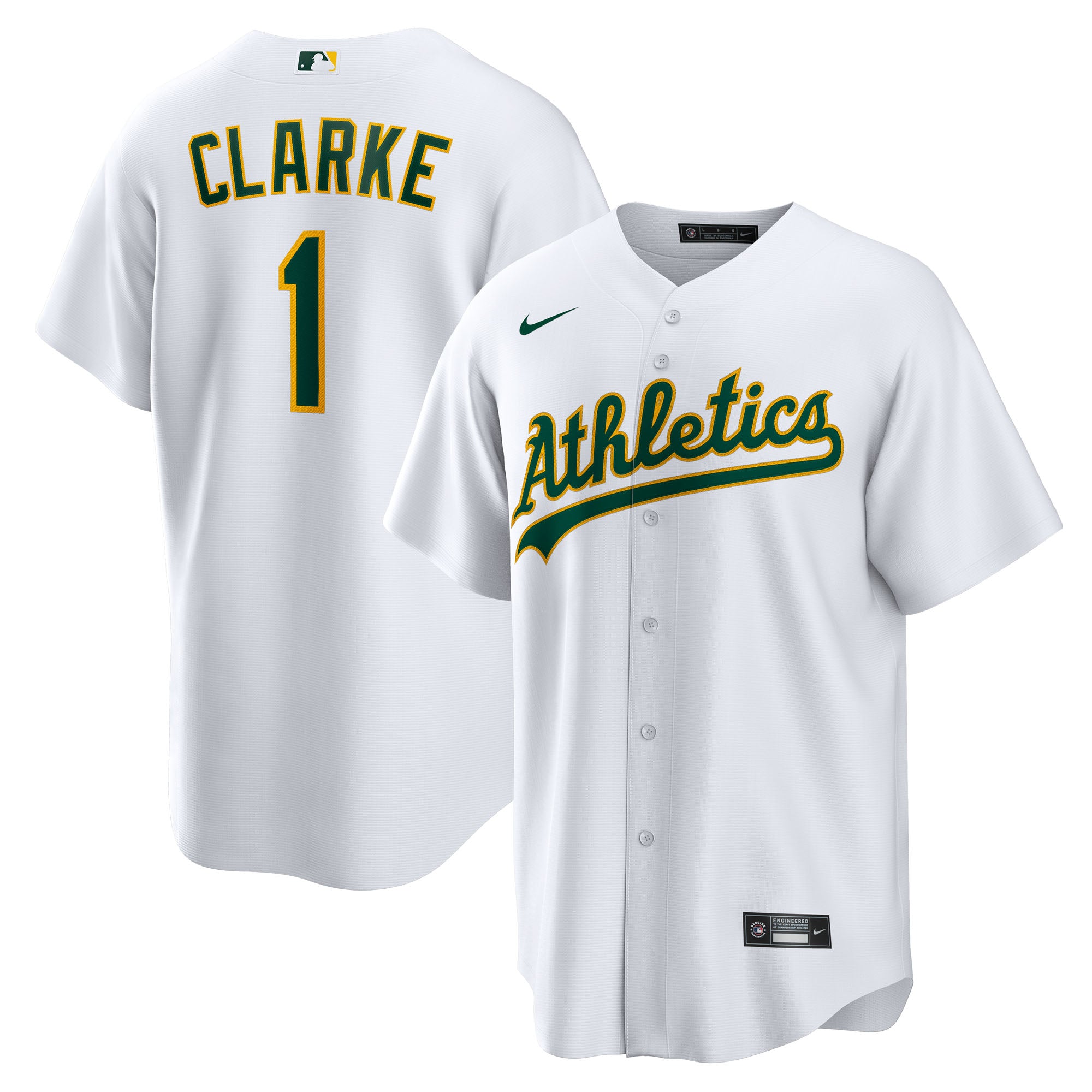 Men's Nike Denzel Clarke White Athletics Home Replica Jersey