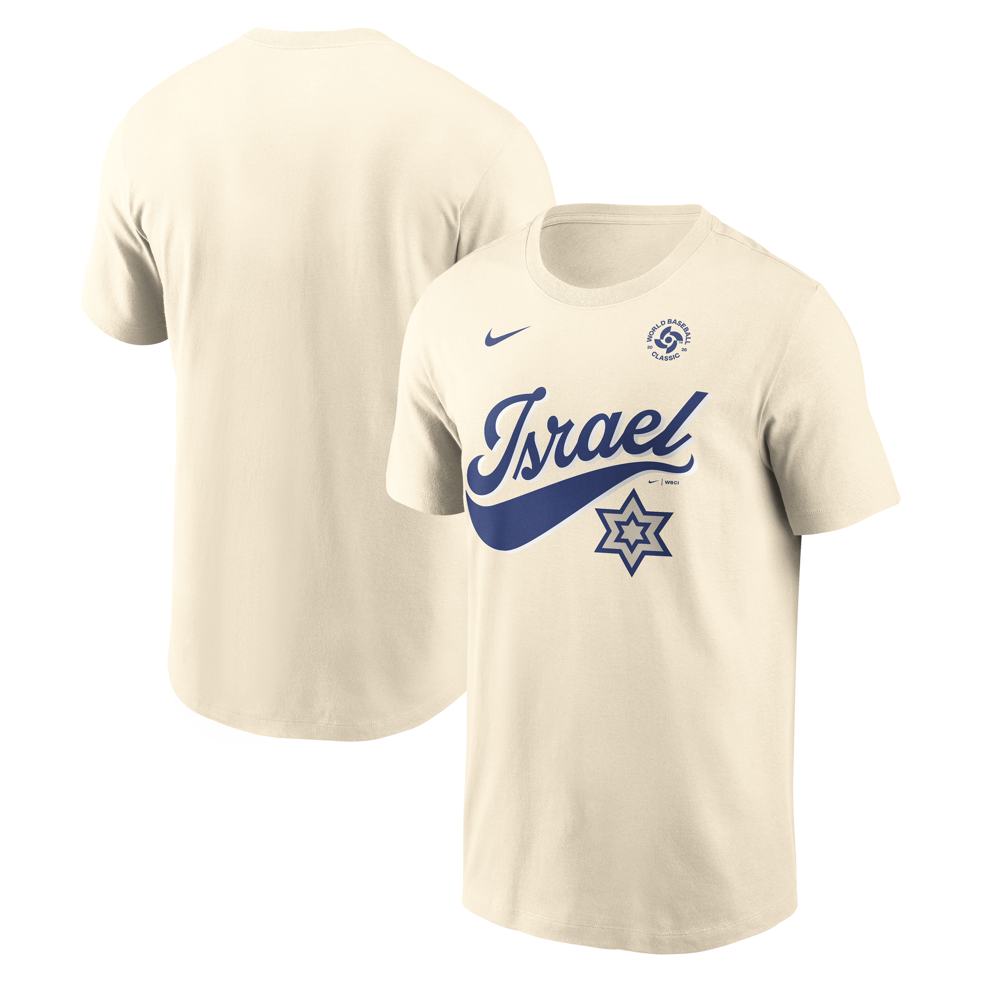 Men's Nike Cream Israel Baseball 2026 World Baseball Classic Local T-Shirt