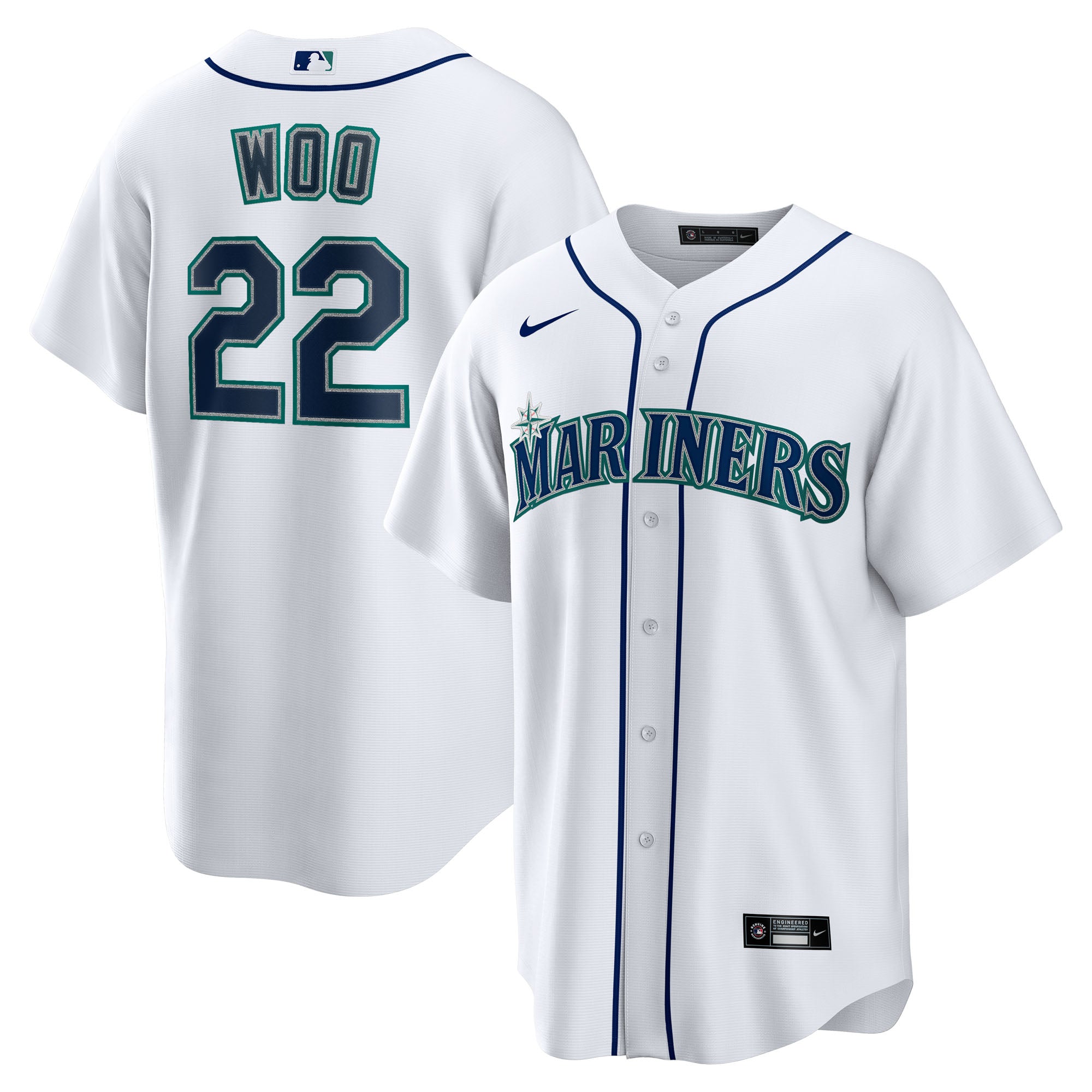 Men's Nike Bryan Woo White Seattle Mariners Home Replica Jersey