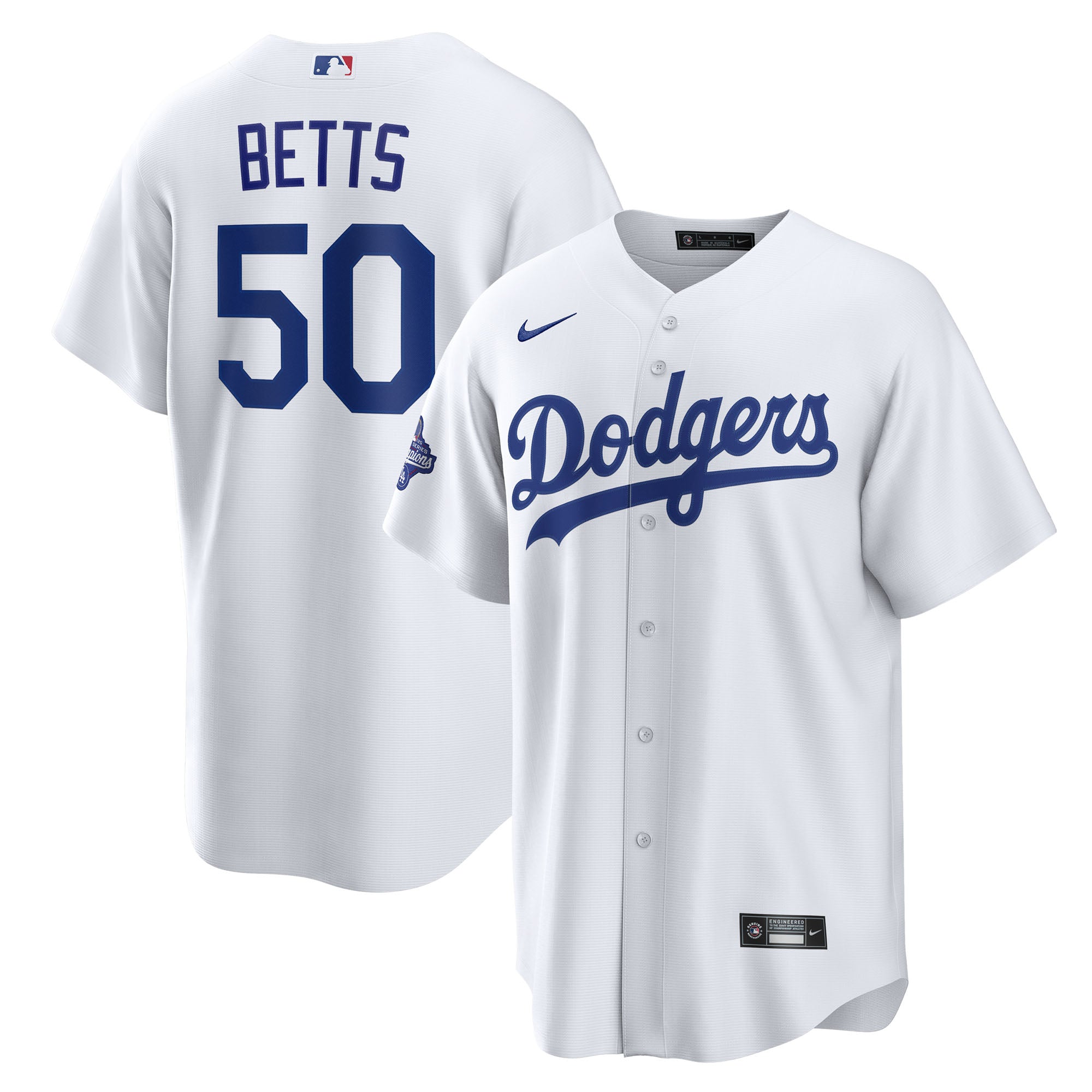 Men's Nike Mookie Betts White Los Angeles Dodgers Home 2025 World Series Champions Replica Jersey