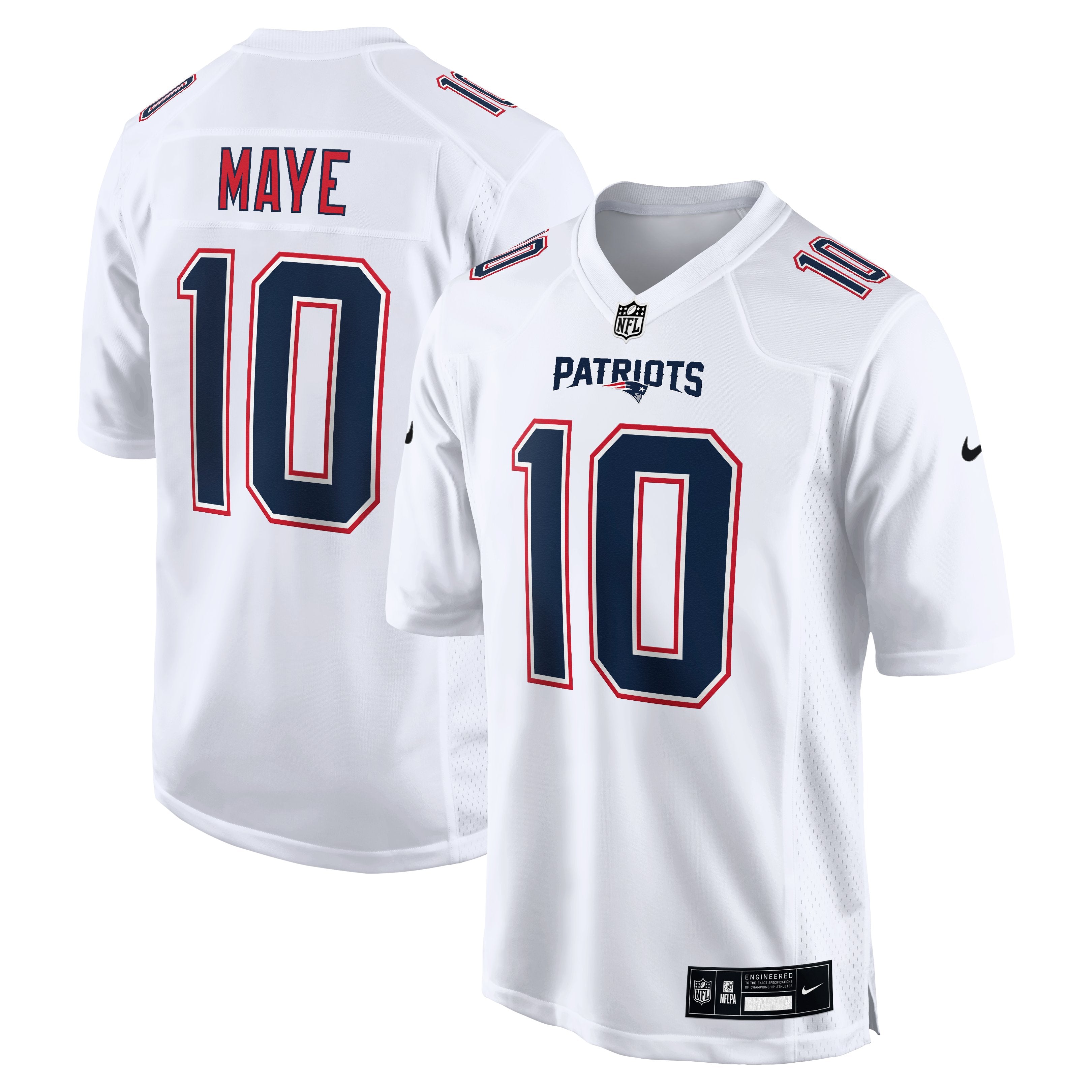 Men's Nike Drake Maye Tundra White New England Patriots Game Jersey