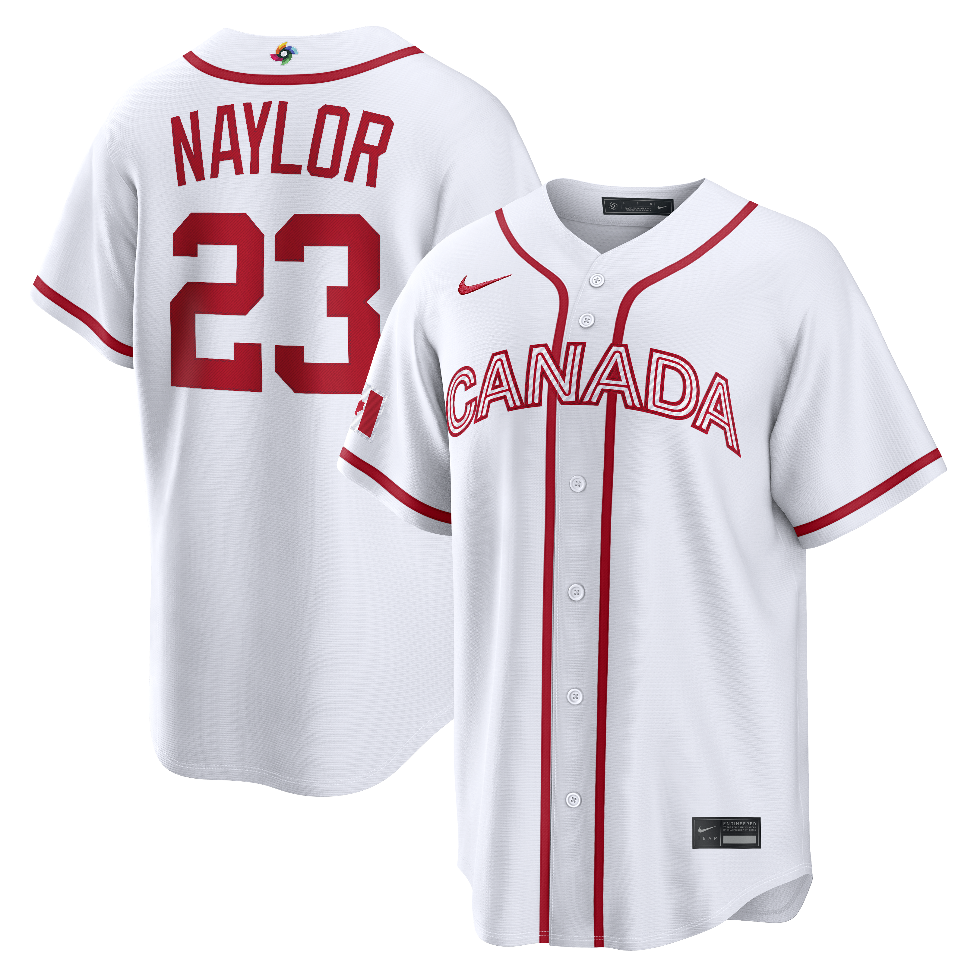Men's Nike Bo Naylor White Canada Baseball 2026 World Baseball Classic Home Stadium Jersey